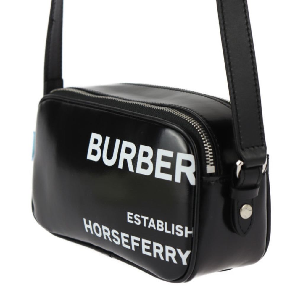 Burberry Black White Coated Canvas Leather Pochette Pouch Shoulder Bag
