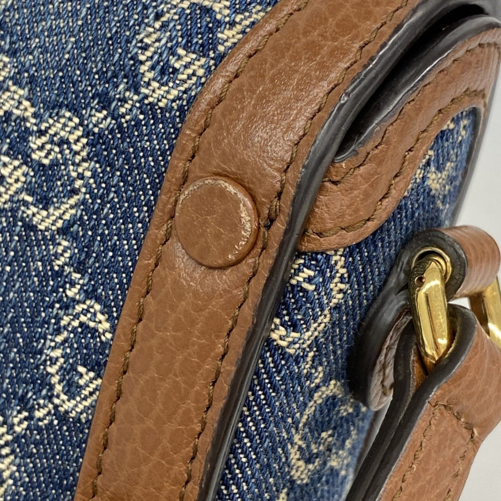Gucci Blue Brown Denim Shoulder Bag (Pre-Owned)