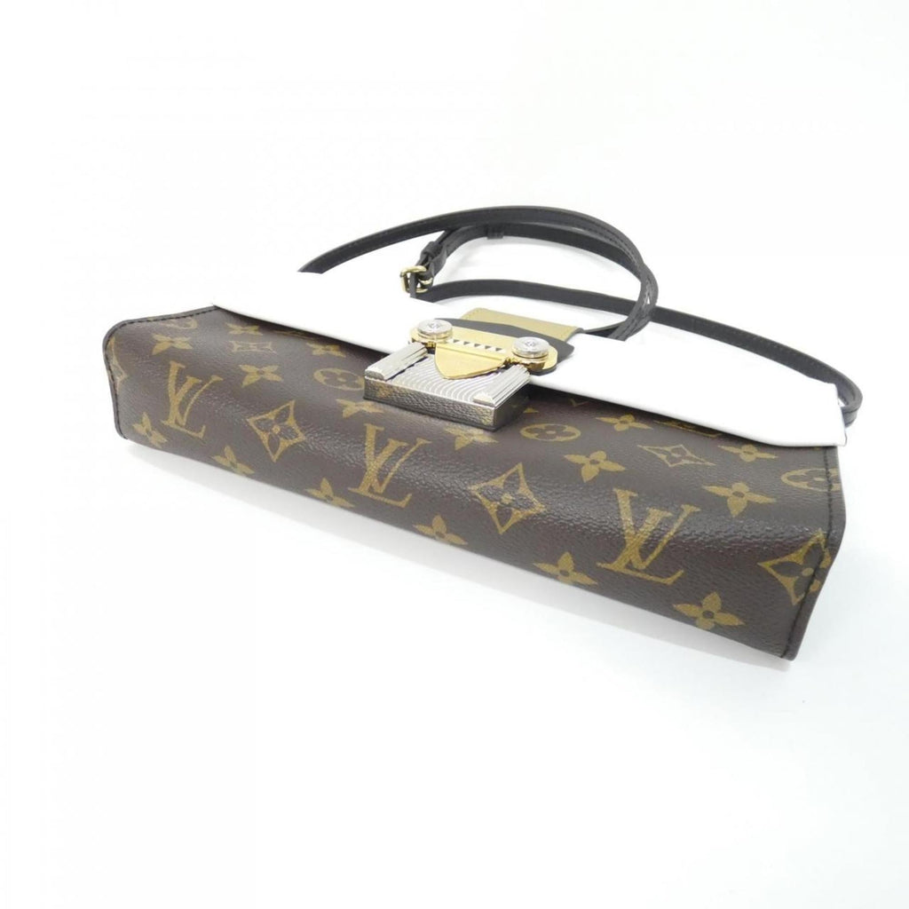 Louis Vuitton Marron White Coated Canvas Leather Handbag Pochette