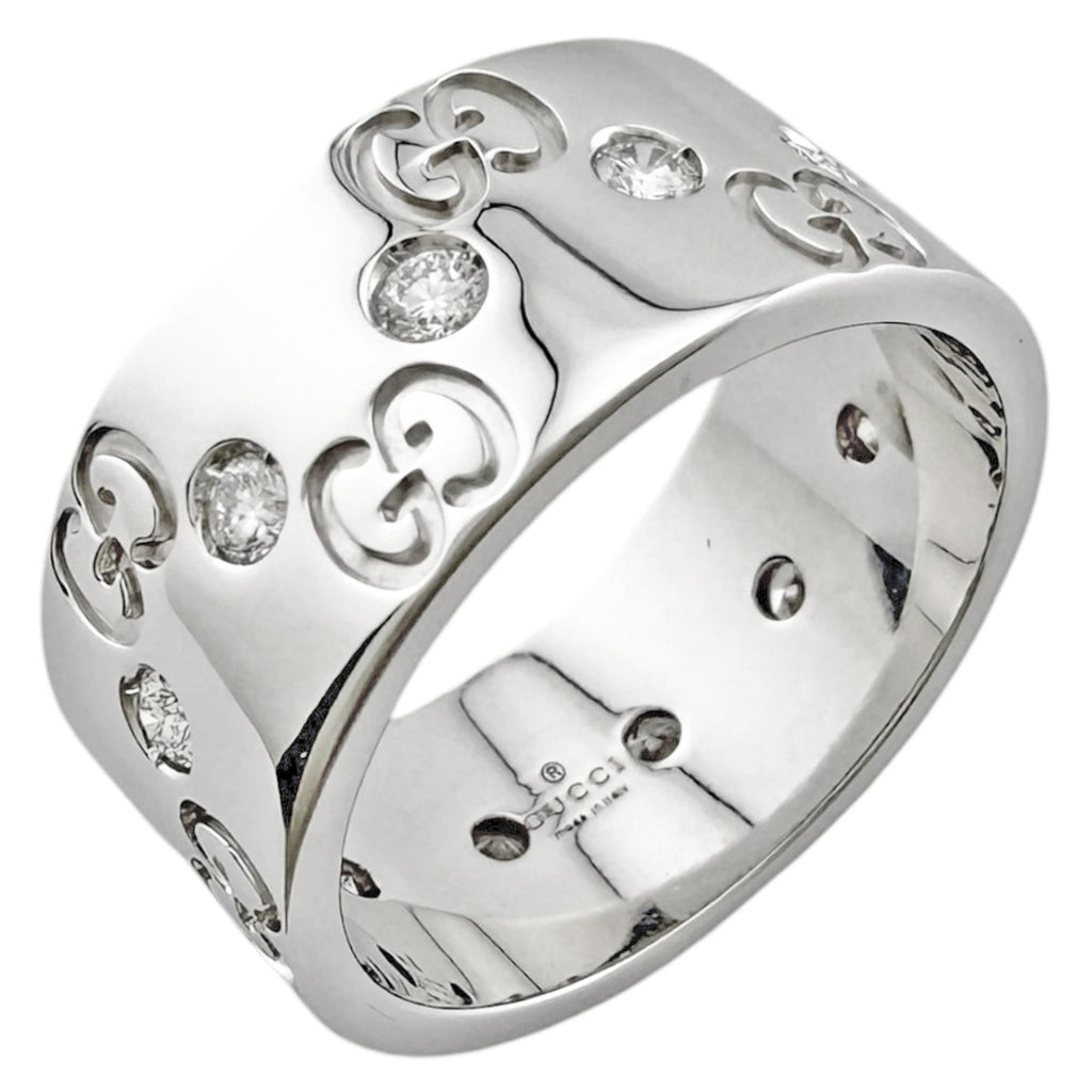 Gucci Icon Silver White Gold (18K) Band Ring (Pre-Owned)