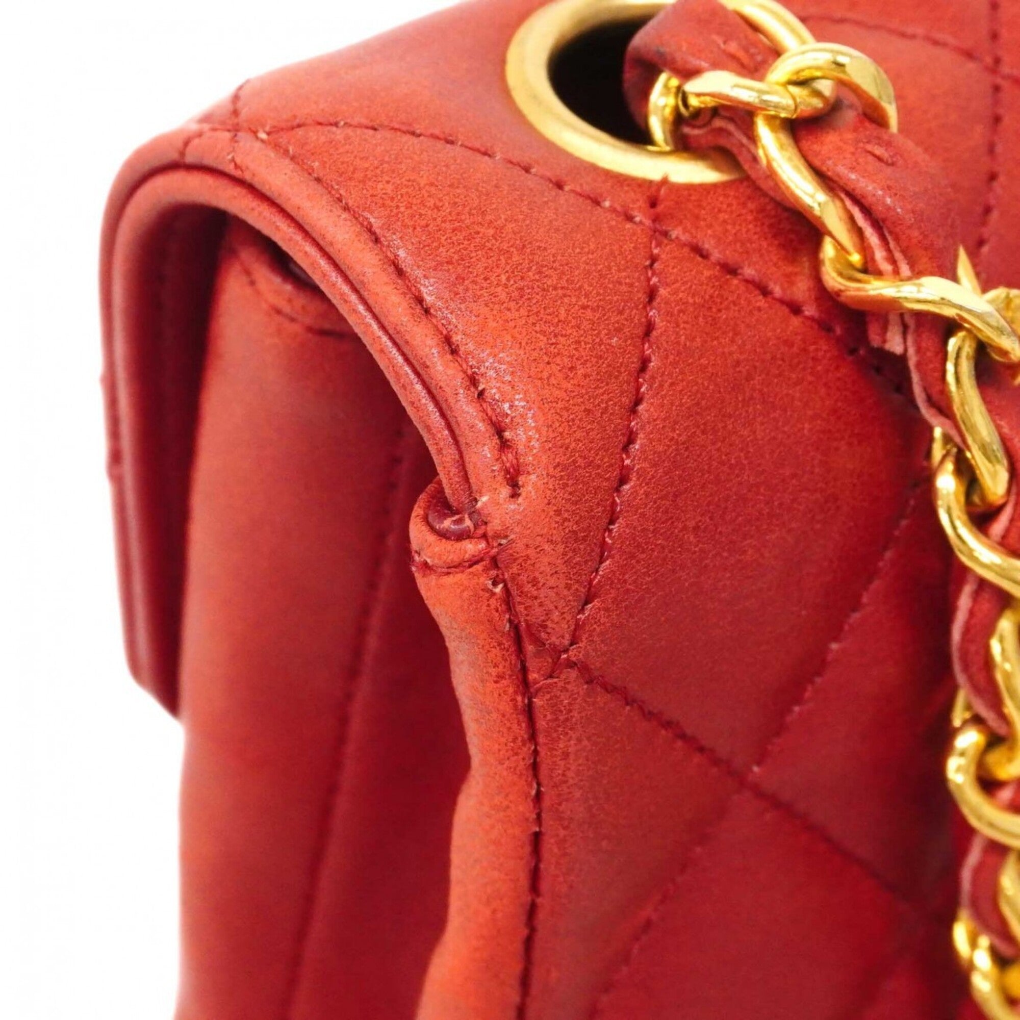 Chanel Red Color Leather Shoulder Bag