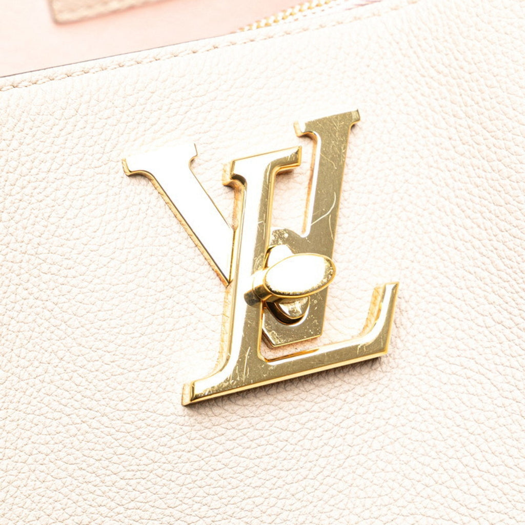 Louis Vuitton Beige Grayish Leather Shoulder Bag Tote Bag