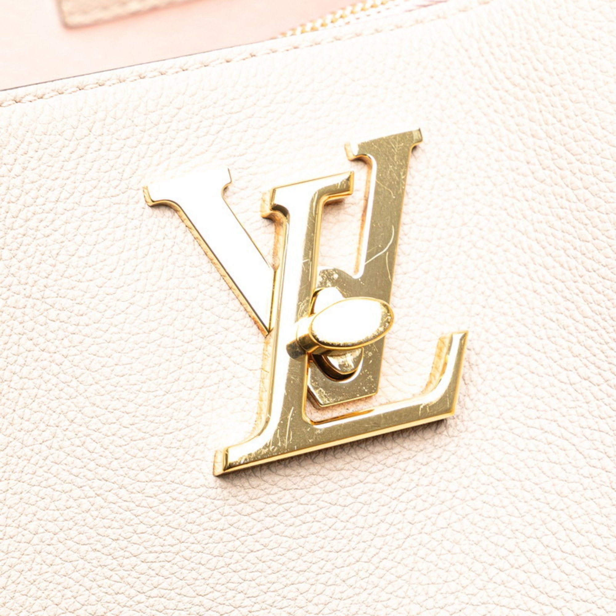 Louis Vuitton Beige Grayish Leather Shoulder Bag Tote Bag