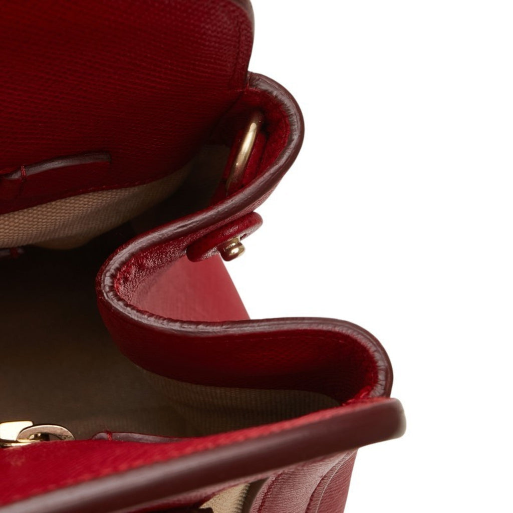 Prada Beige Red Color Canvas Leather Handbag Shoulder Bag