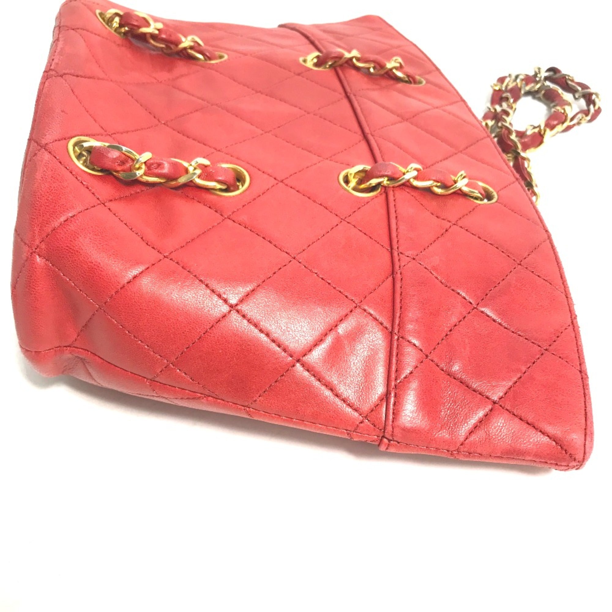 Chanel Red Leather Shoulder Bag