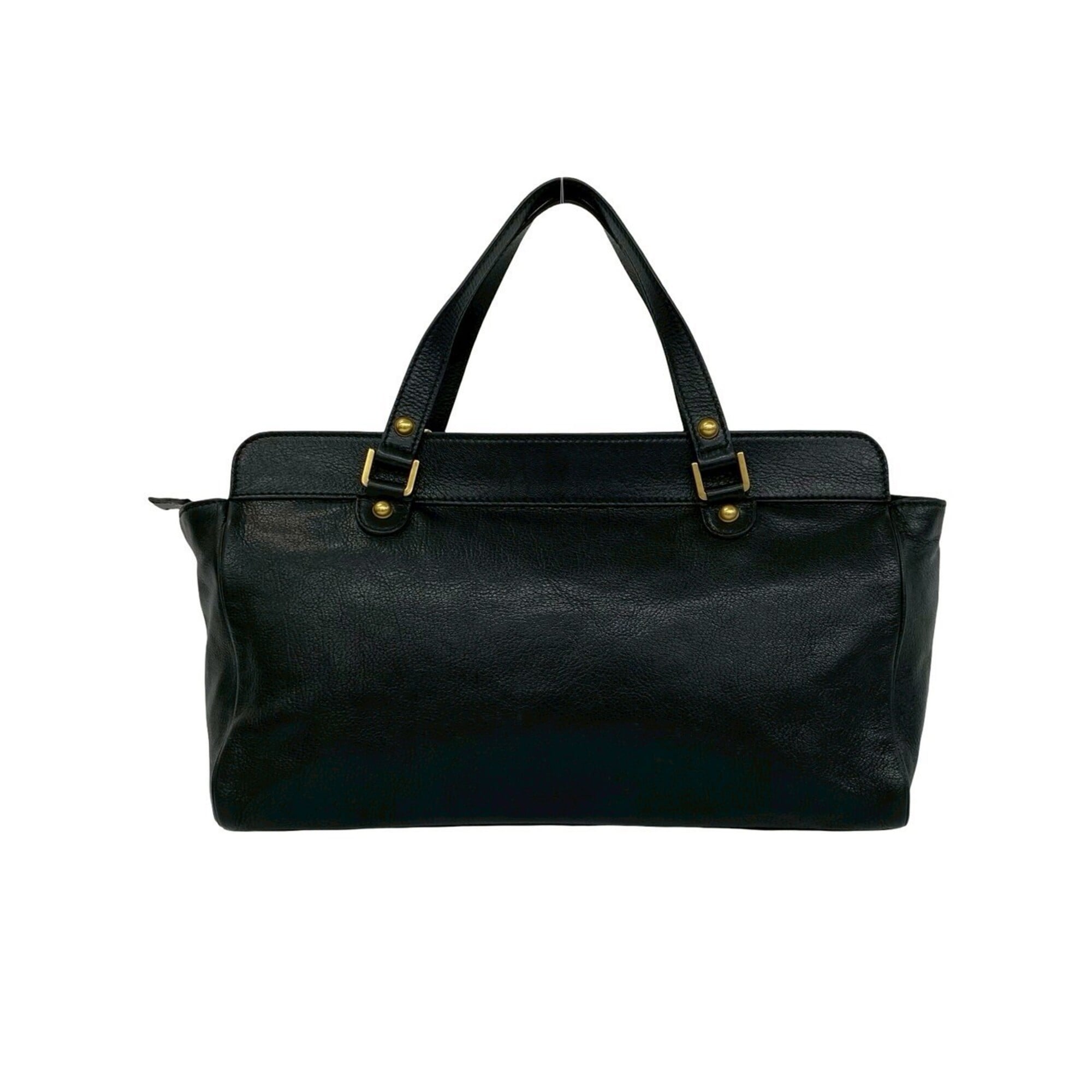 Gucci Black Leather Boston Bag Handbag Tote Bag (Pre-Owned)