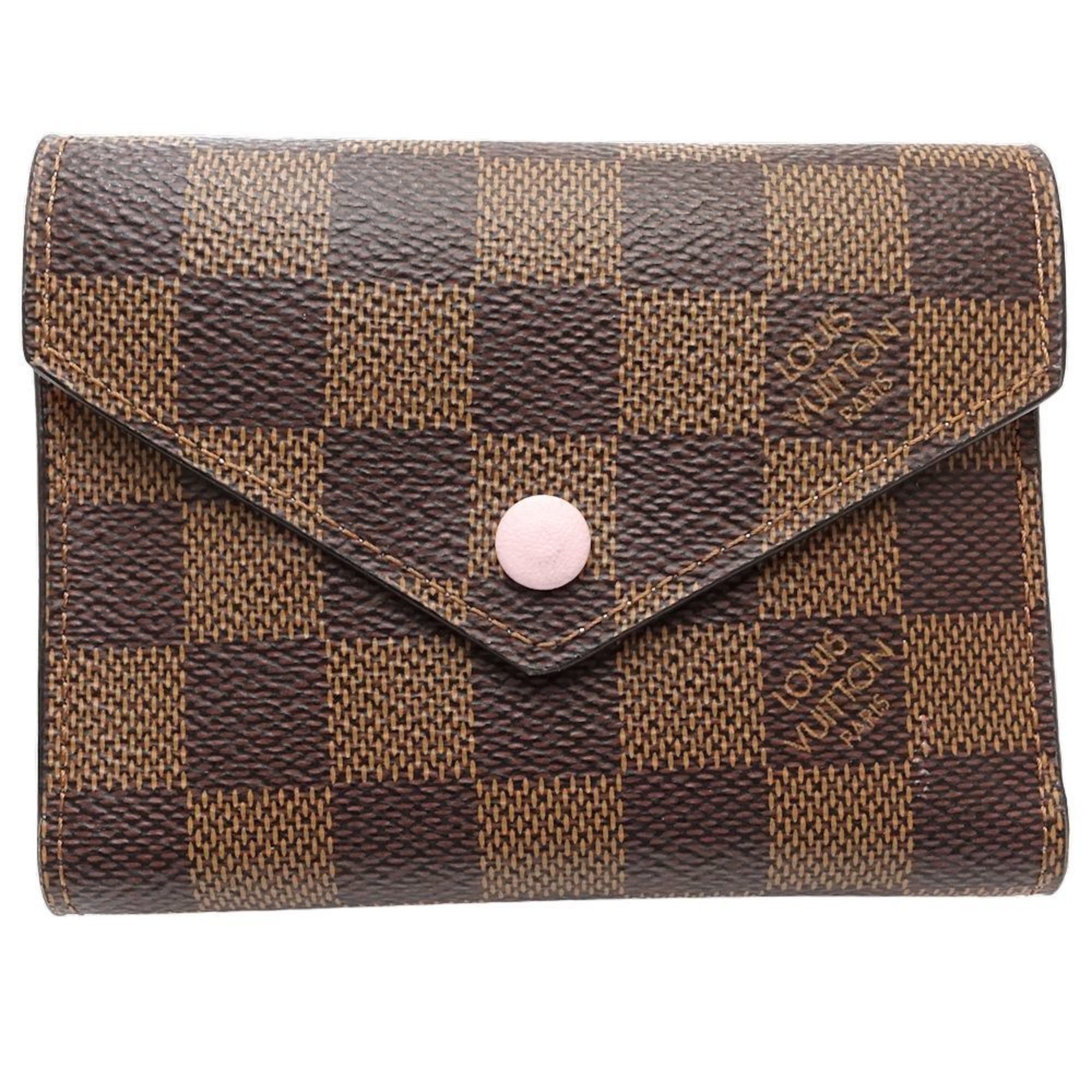 Louis Vuitton Damier Canvas Ebene Rose Ballerine Canvas Wallet (Tri-Fold)