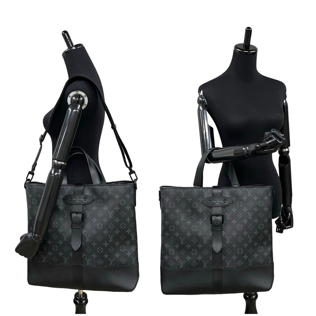 Louis Vuitton Black Leather Shoulder Bag Tote Bag
