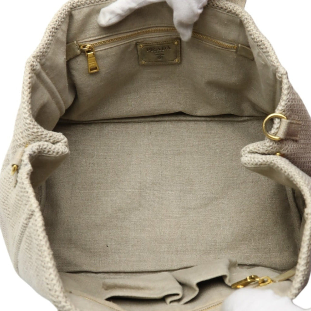 Prada Beige Canvas Tote Bag