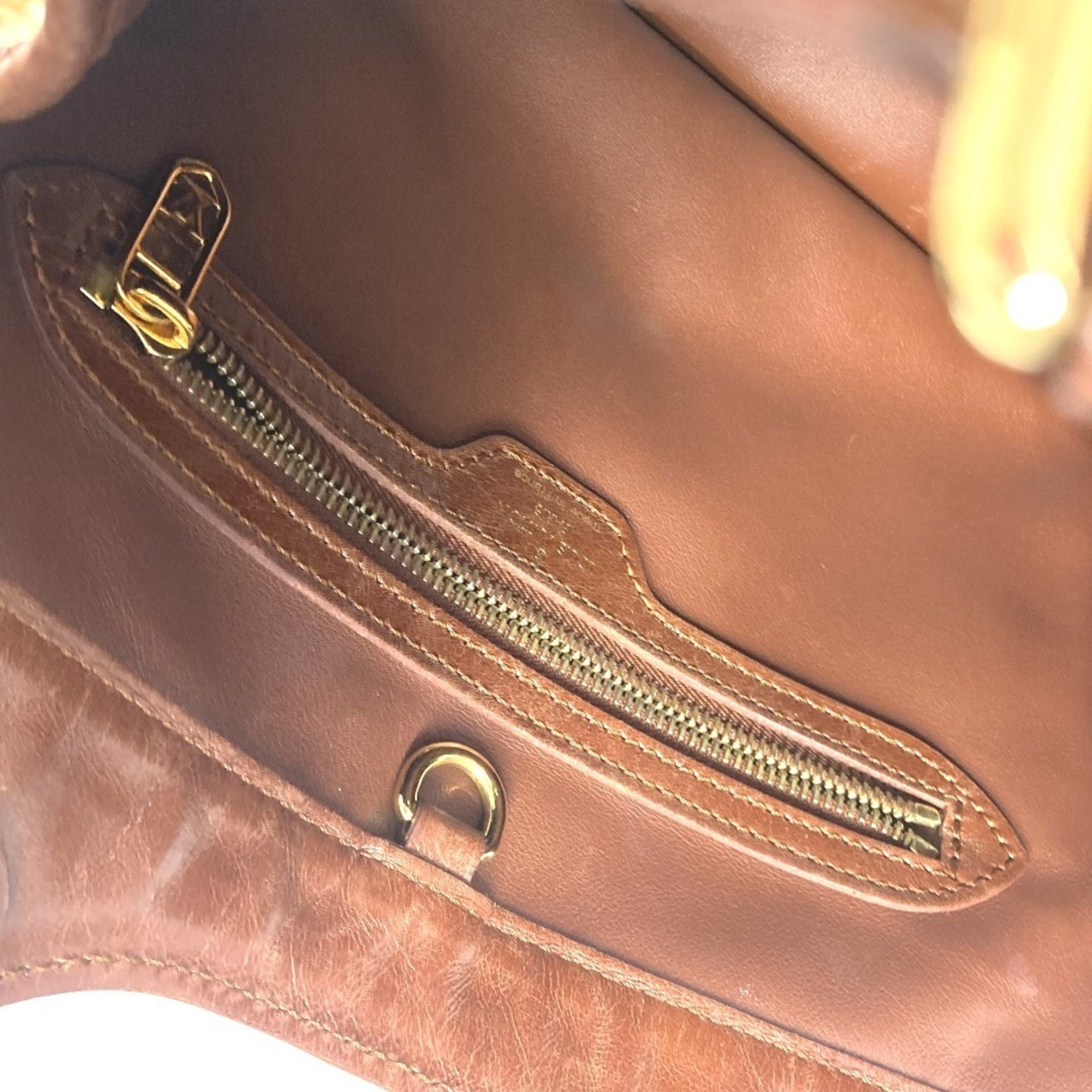 Louis Vuitton Brown White Vinyl Leather Handbag Shoulder Bag Tote Bag