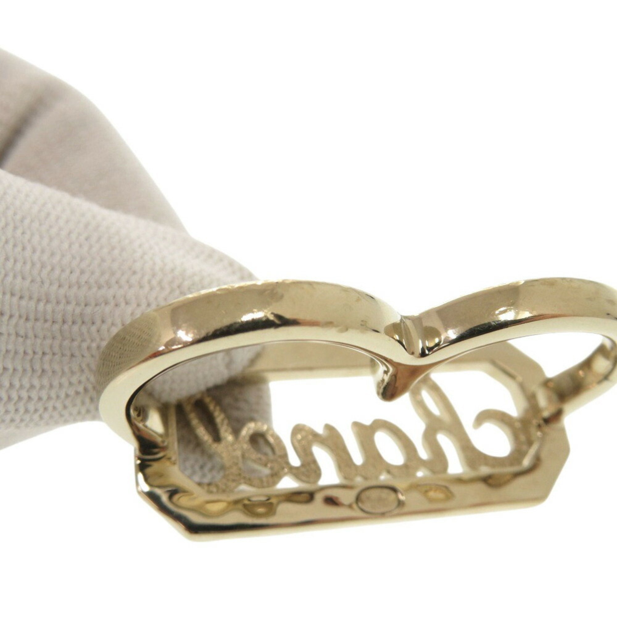 Chanel Gold Artificial Pearl Metal Band Ring