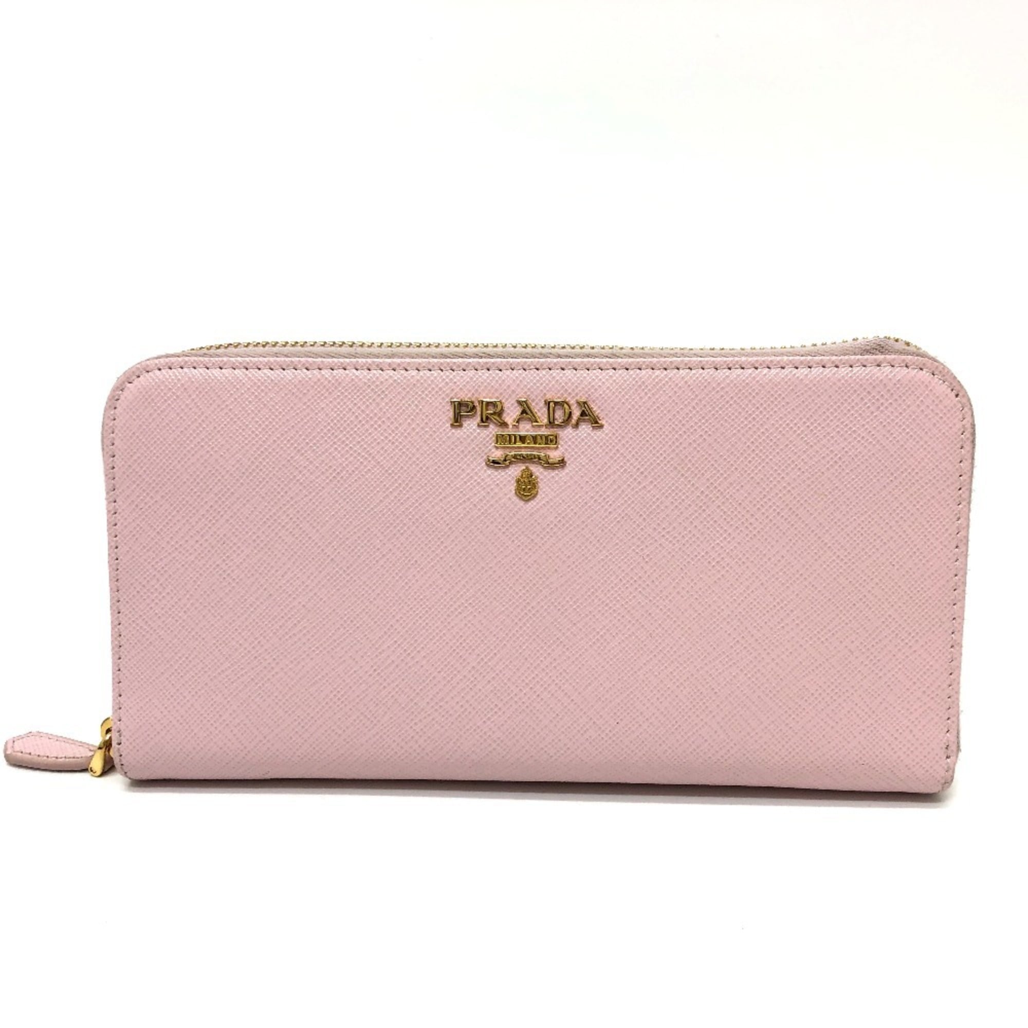 Prada Pink Saffiano Metal Long Wallet (Bi-Fold)