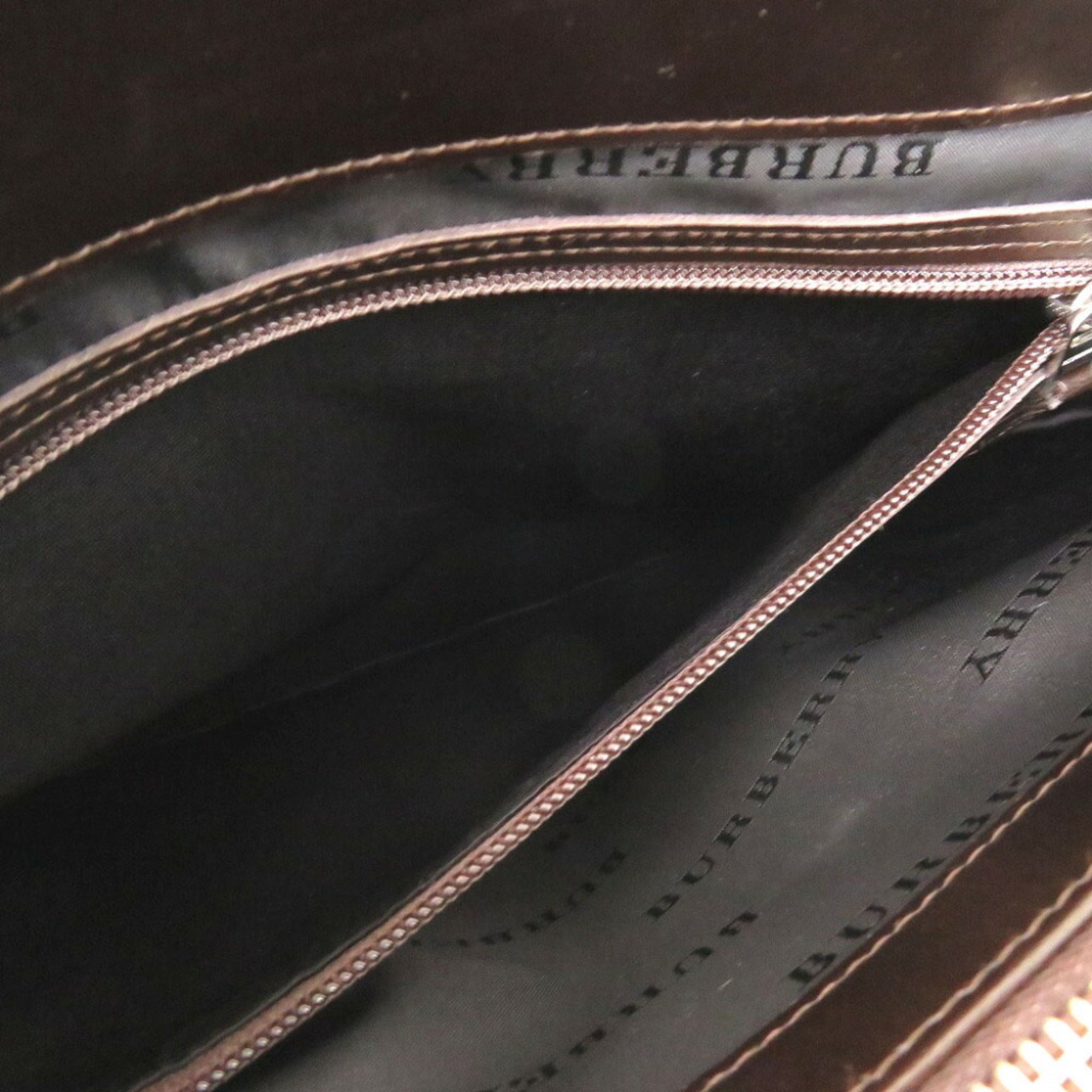Burberry Beige Dark Brown Canvas Handbag