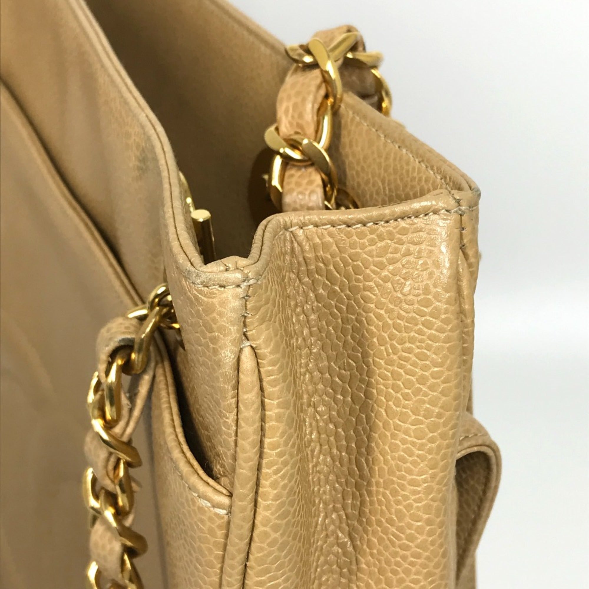 Chanel Beige Leather Shoulder Bag