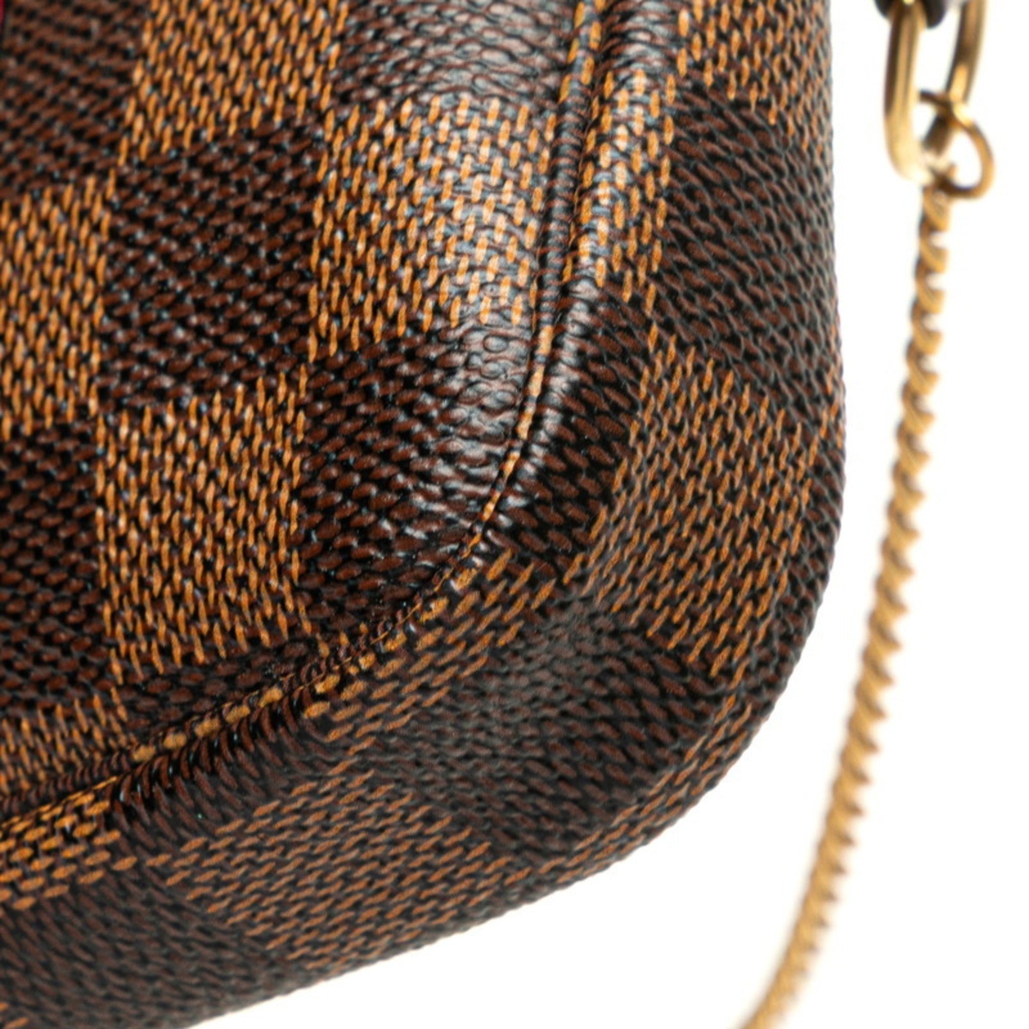 Louis Vuitton Damier Brown Red Color Pvc Leather Handbag Pochette