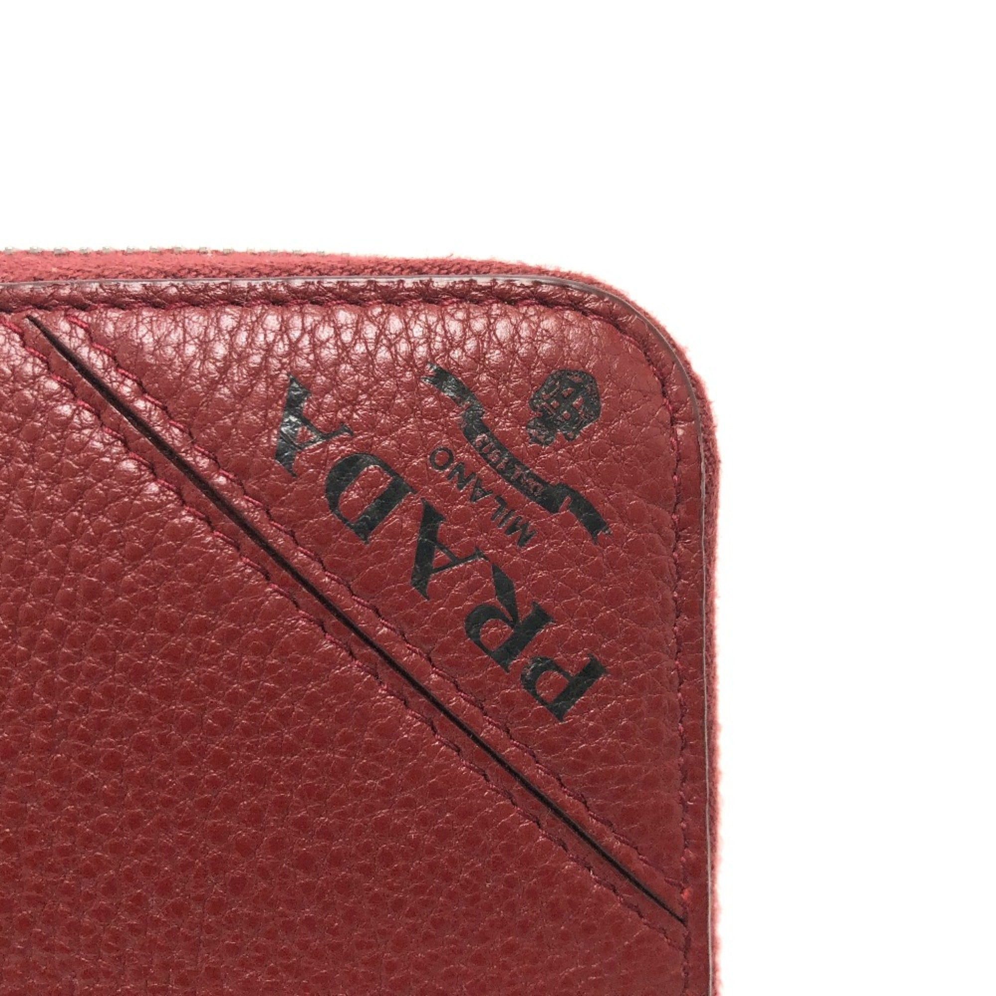 Prada Red Leather Long Wallet (Bi-Fold)