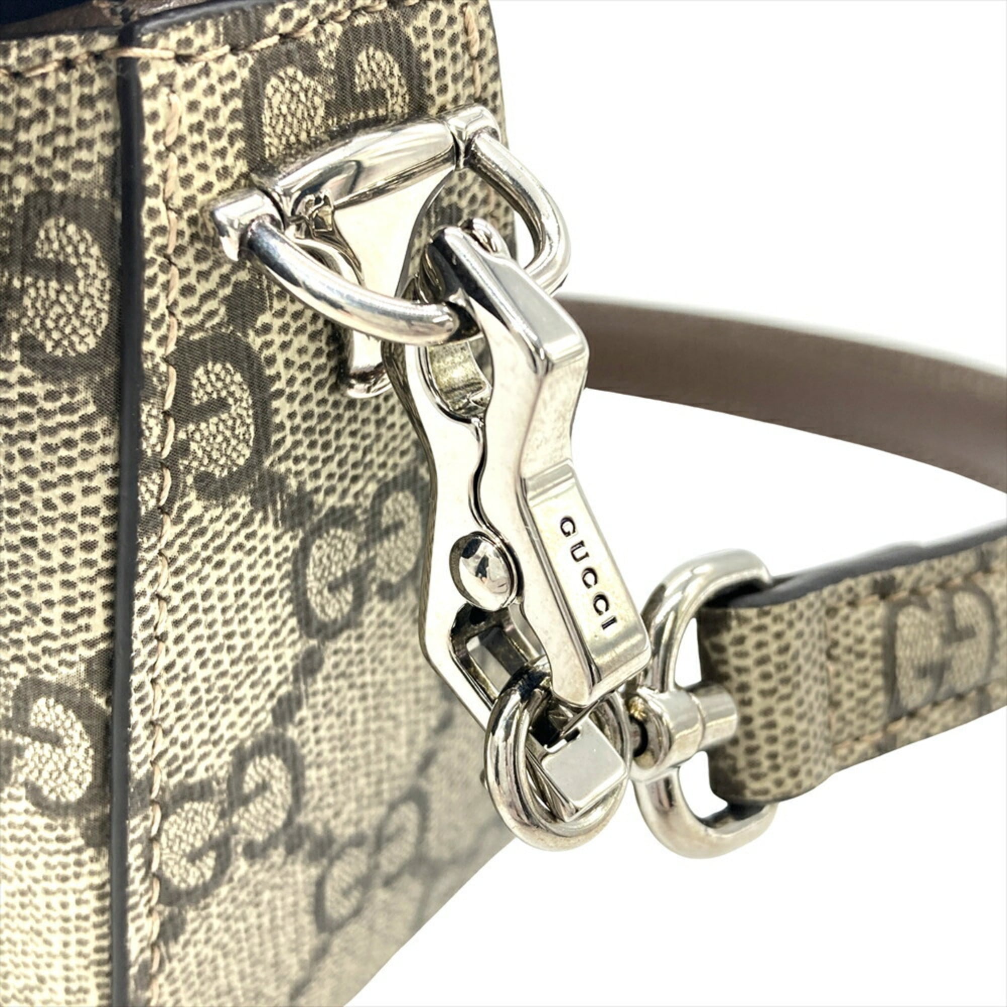 Gucci Horsebit Beige Gg Supreme Shoulder Bag (Pre-Owned)