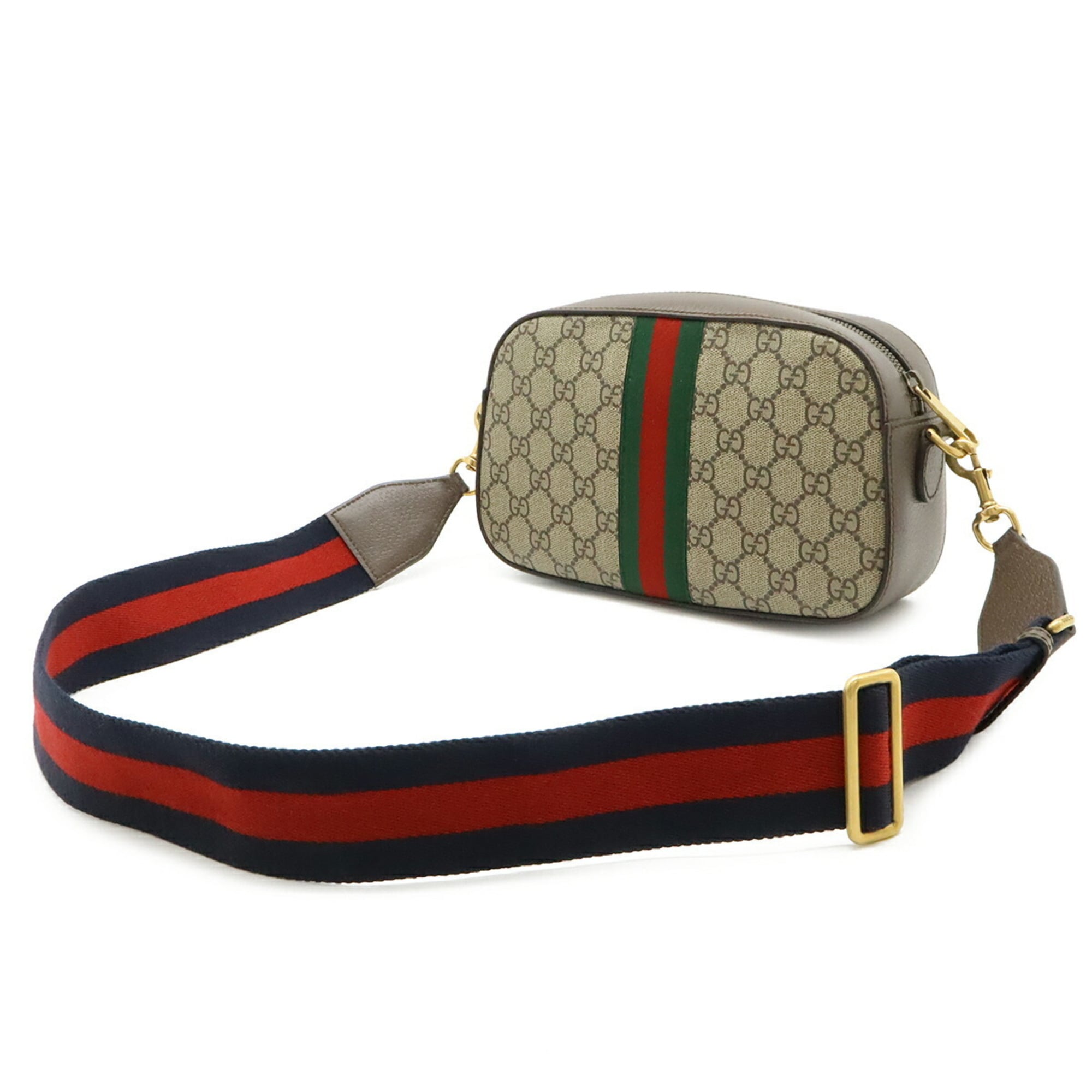 Gucci Ophidia Beige Brown Green Red Color Gg Supreme Leather Clutch Bag Shoulder Bag Sling Bag (Pre-Owned)