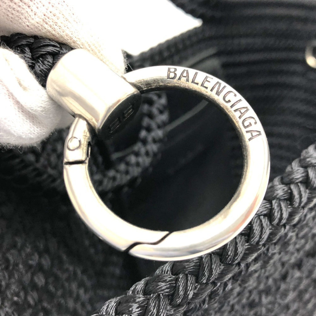 Balenciaga Black Nylon Leather Handbag Tote