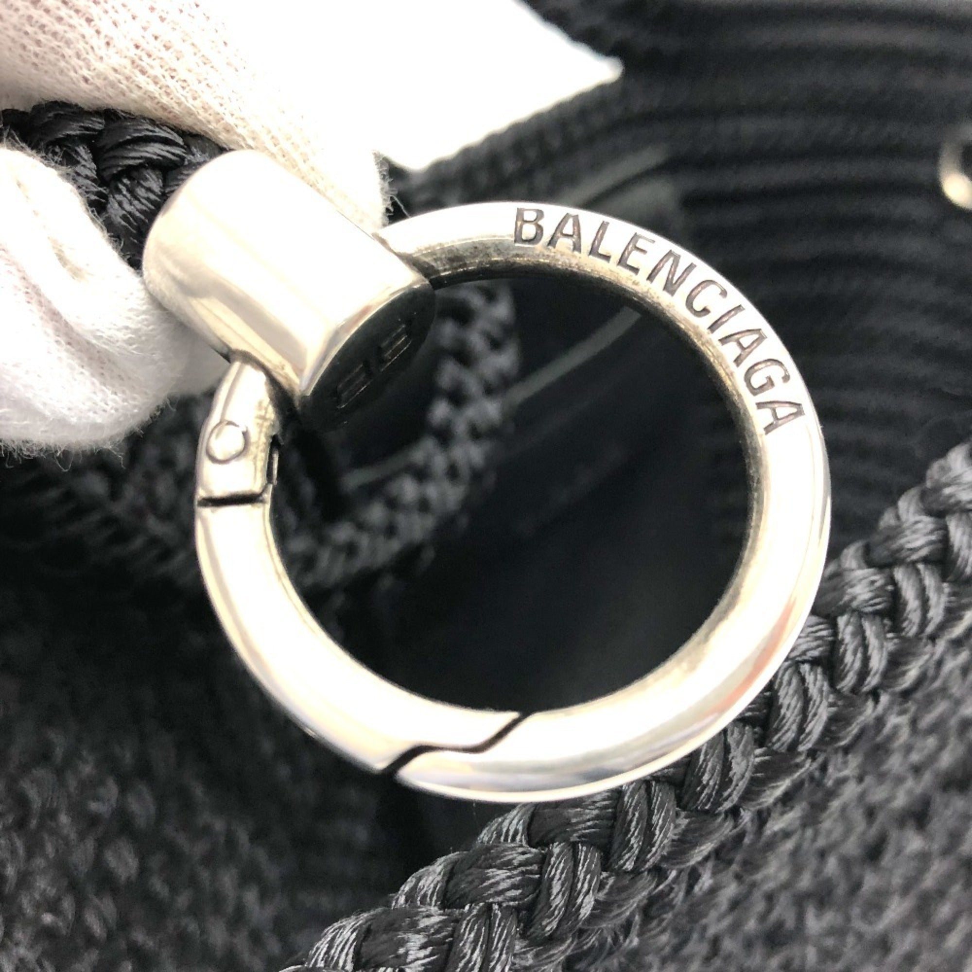 Balenciaga Black Nylon Leather Handbag Tote