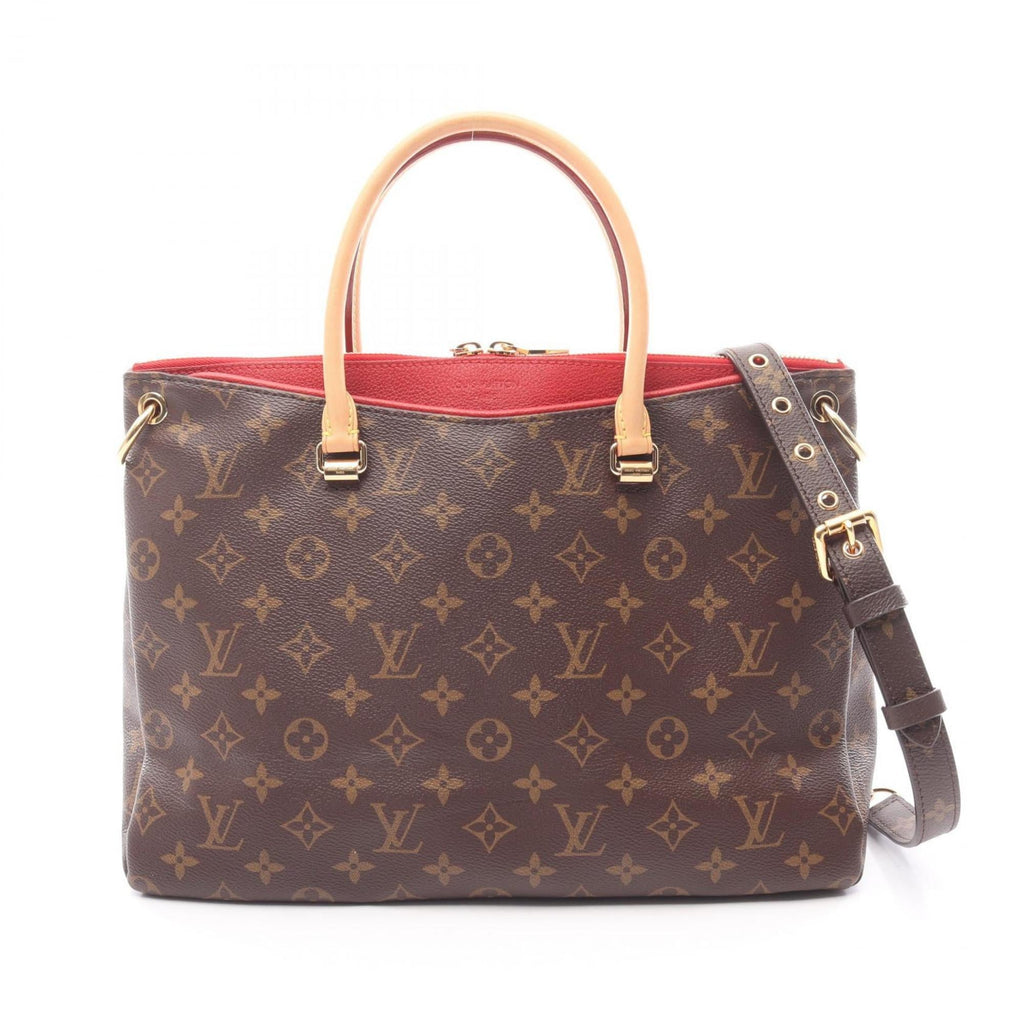 Louis Vuitton Brown Cerise Red Color Coated Canvas Leather Handbag