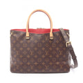 Louis Vuitton Brown Cerise Red Color Coated Canvas Leather Handbag