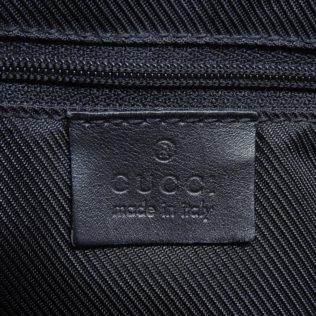 Gucci Gray Navy Gg Canvas Leather Handbag (Pre-Owned)
