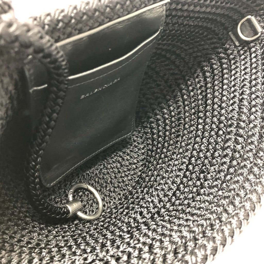 Balenciaga Black Nylon Leather Handbag Tote