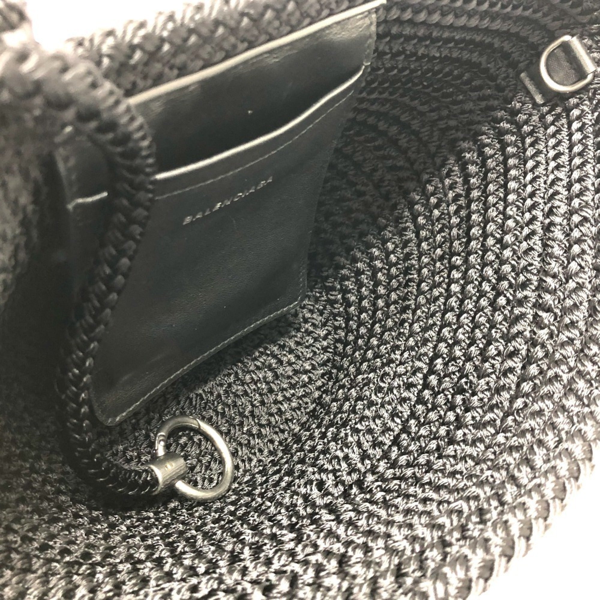 Balenciaga Black Nylon Leather Handbag Tote