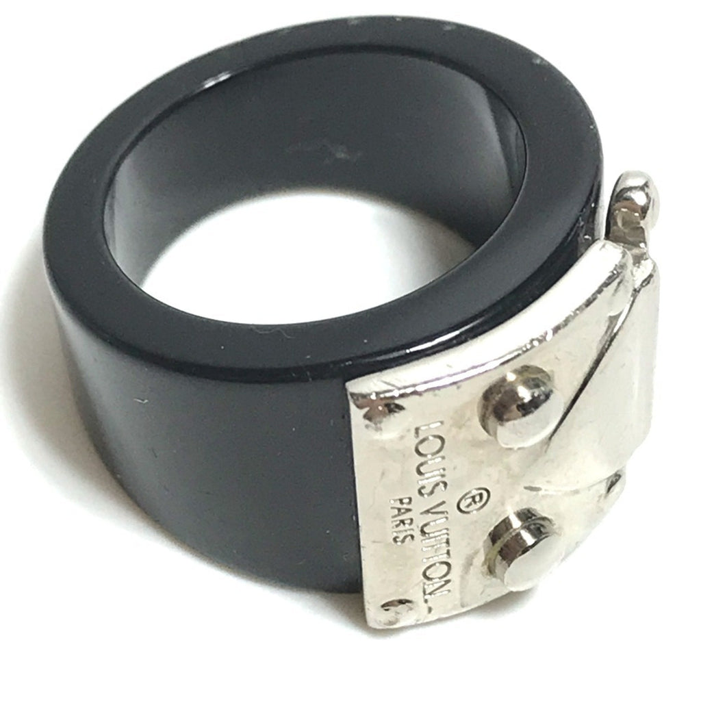 Louis Vuitton Silver Black Plastic Band Ring