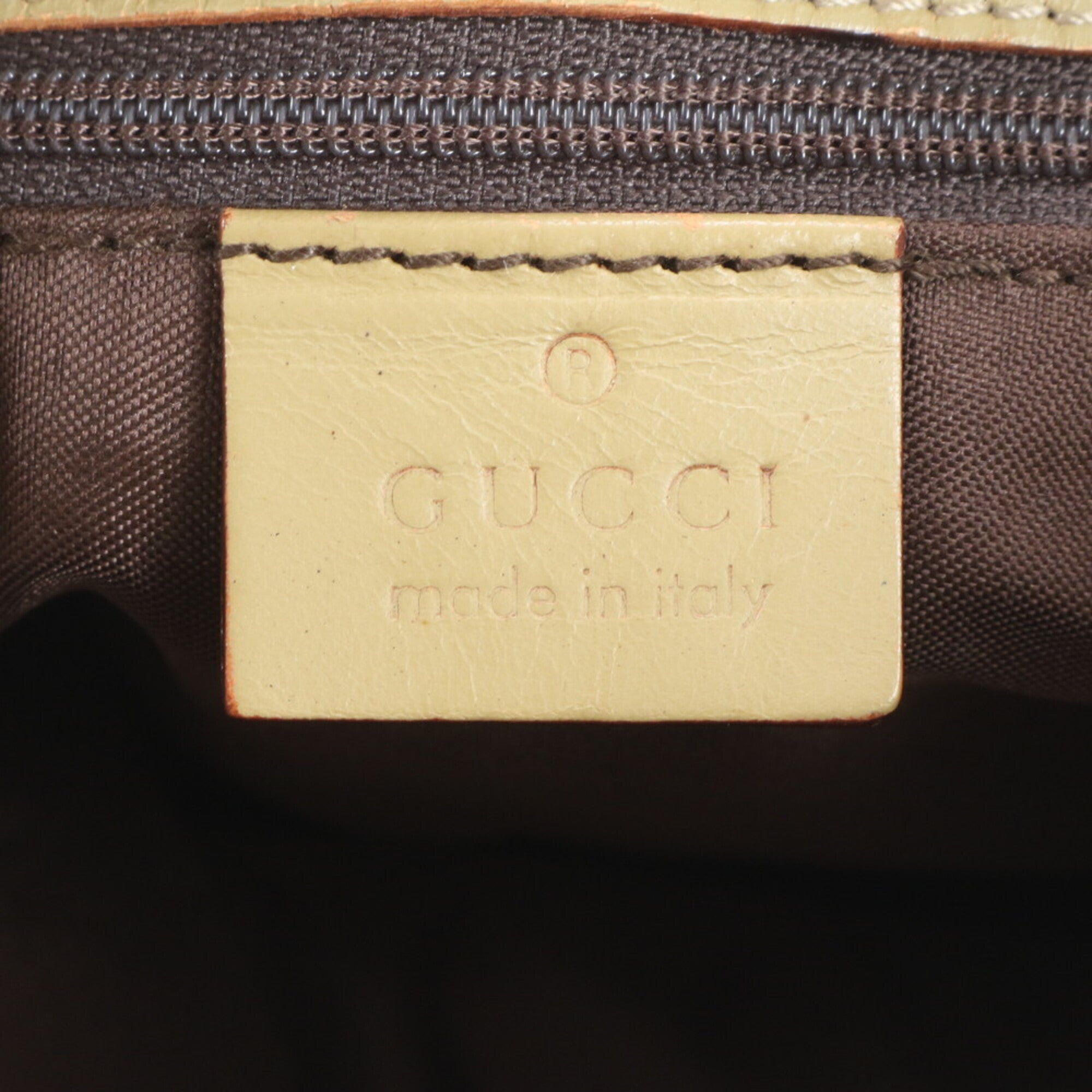 Gucci Beige Brown Leather Canvas Handbag Tote Bag (Pre-Owned)