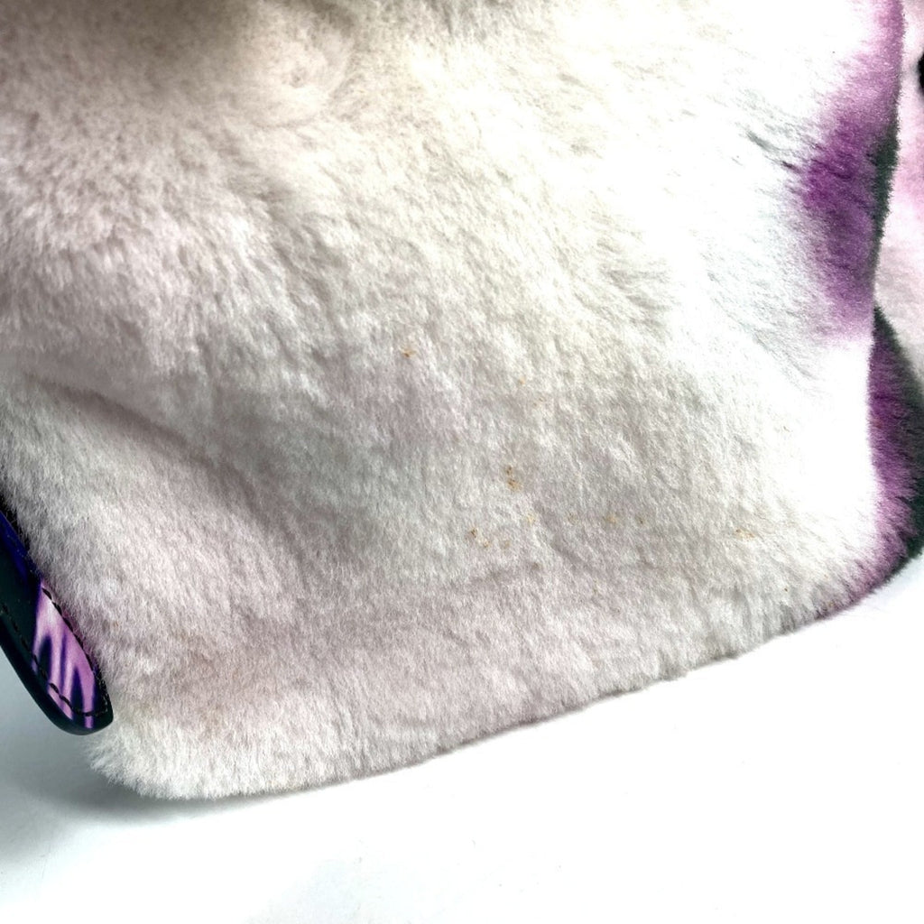 Louis Vuitton Black Purple White Fur Leather Backpack