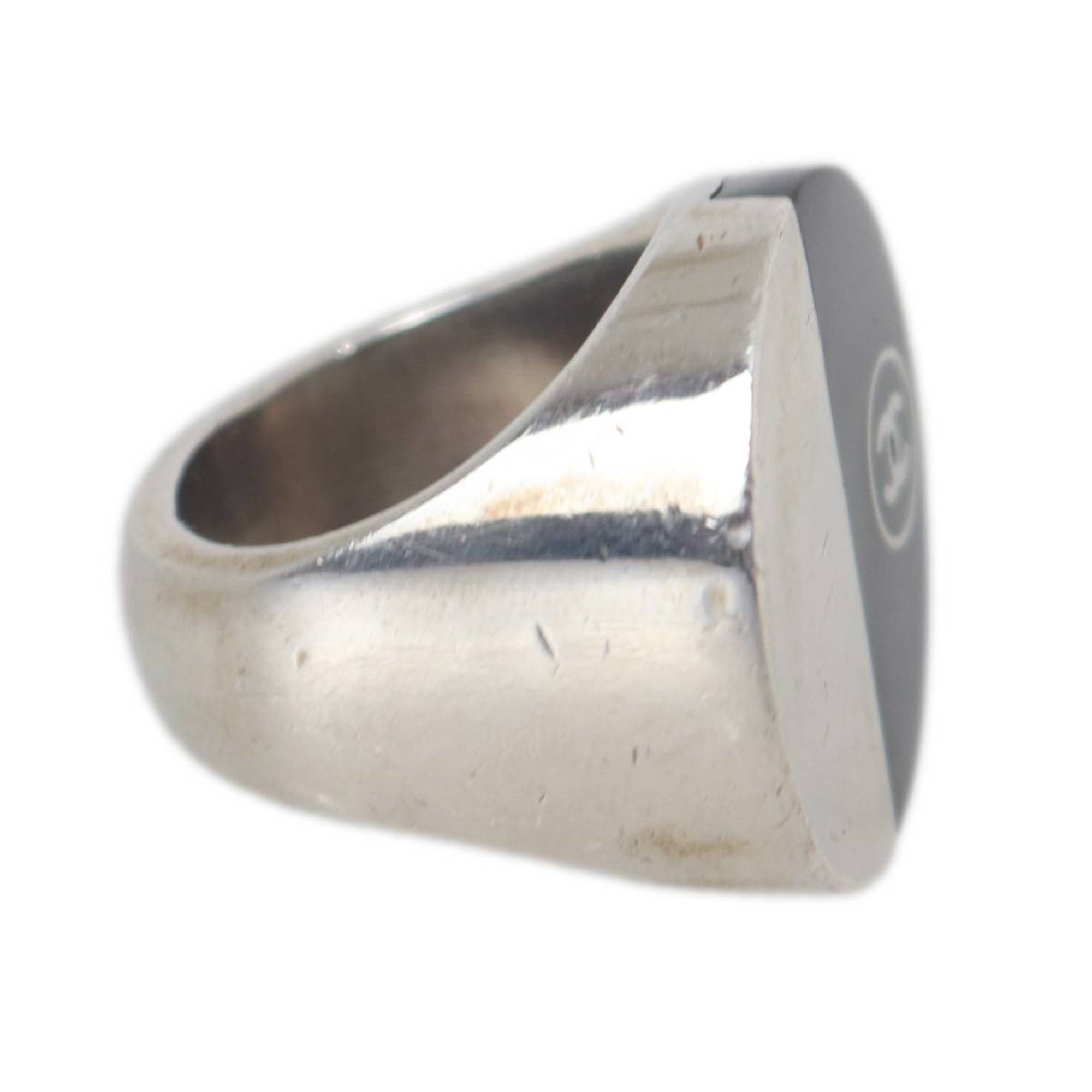Chanel Silver Black Band Ring