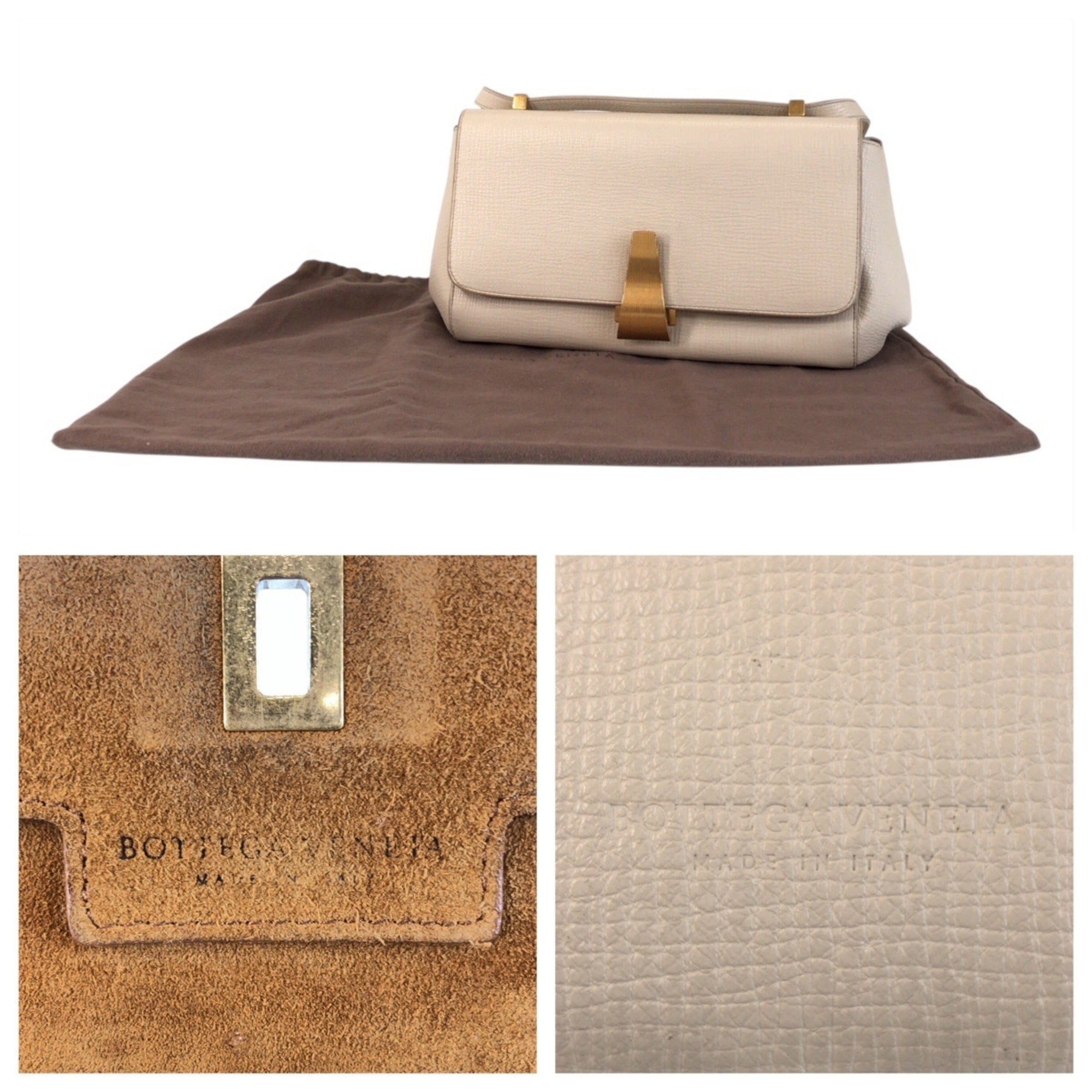 Bottega Veneta Ivory Leather Shoulder Bag