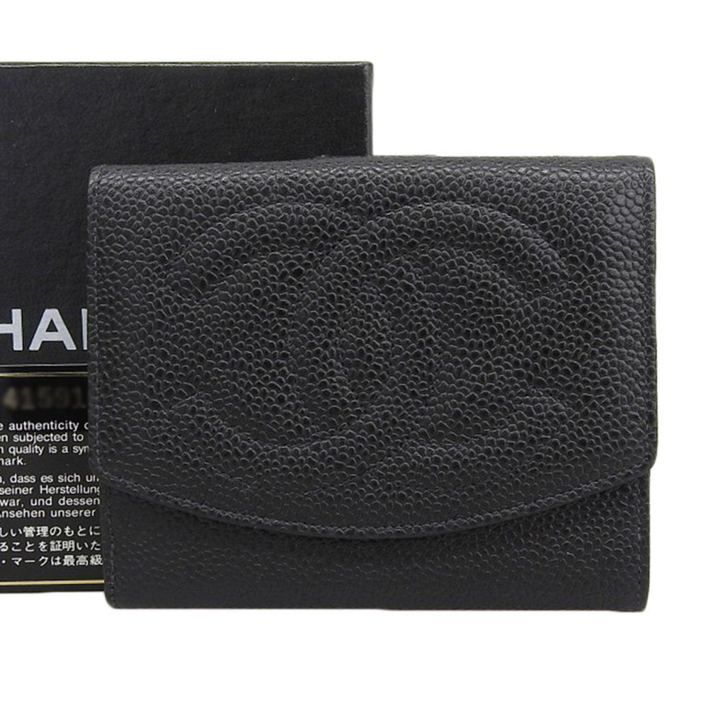Chanel Black Grained Calfskin Wallet (Bi-Fold)