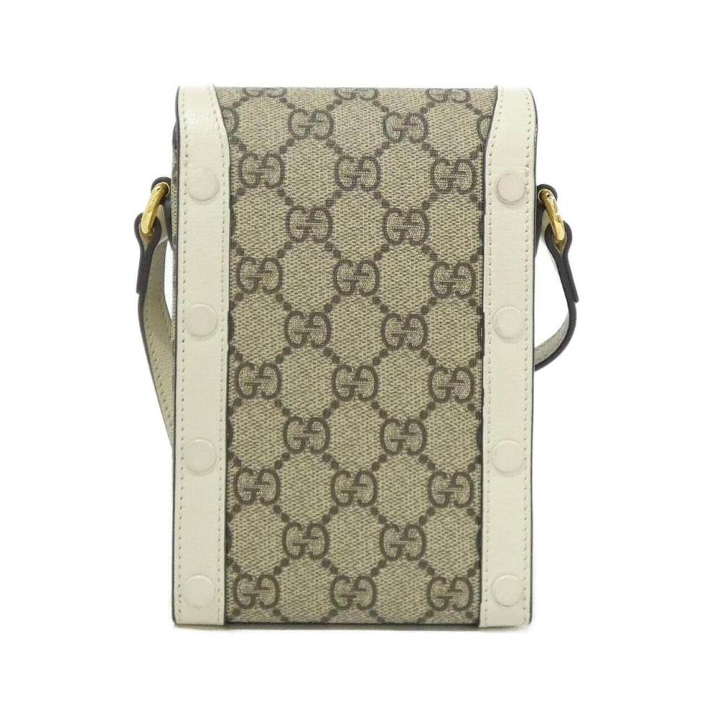 Gucci Horsebit Beige White Gg Supreme Canvas Shoulder Bag (Pre-Owned)
