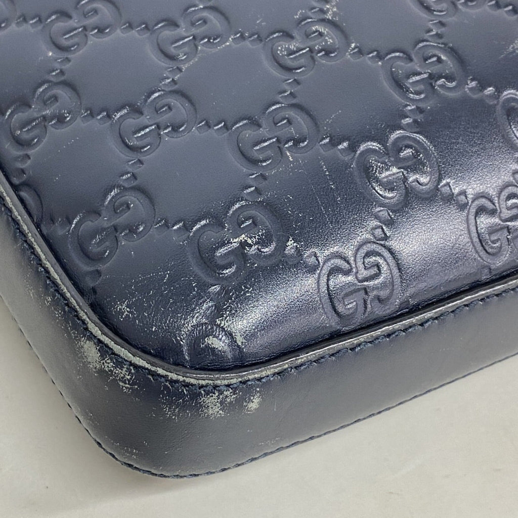 Gucci Navy Leather Shoulder Bag (Pre-Owned)
