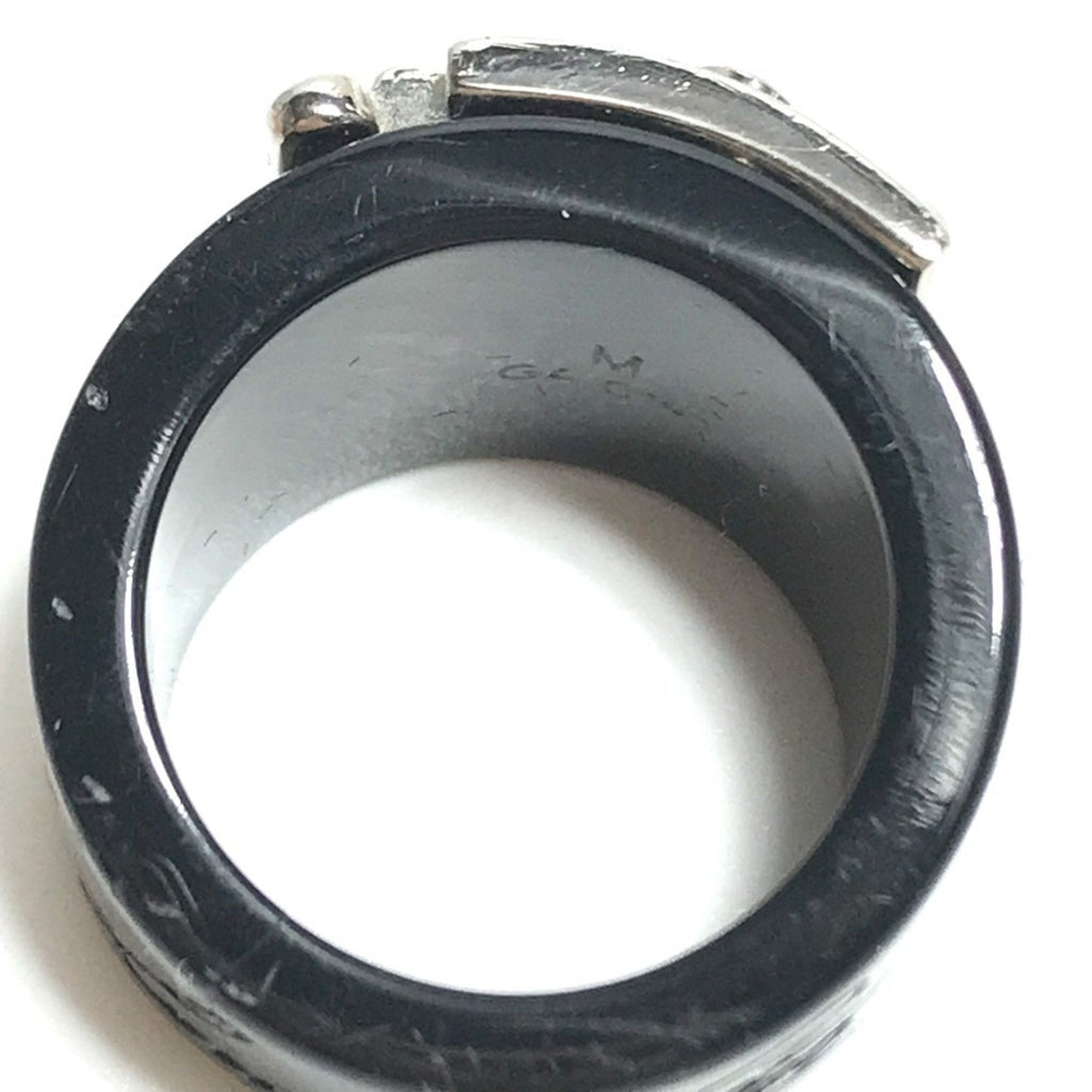 Louis Vuitton Silver Black Plastic Band Ring