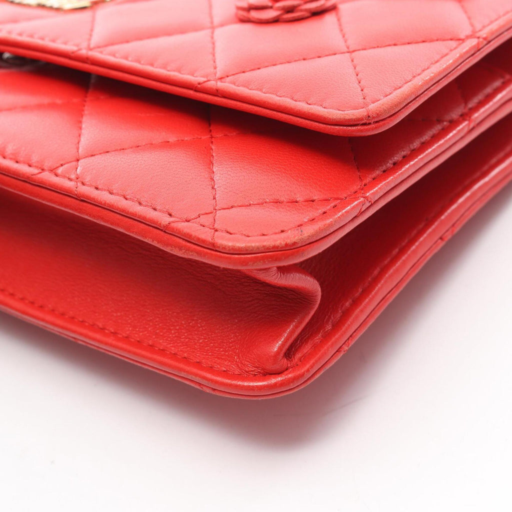 Chanel Red Color Leather Handbag Shoulder Bag