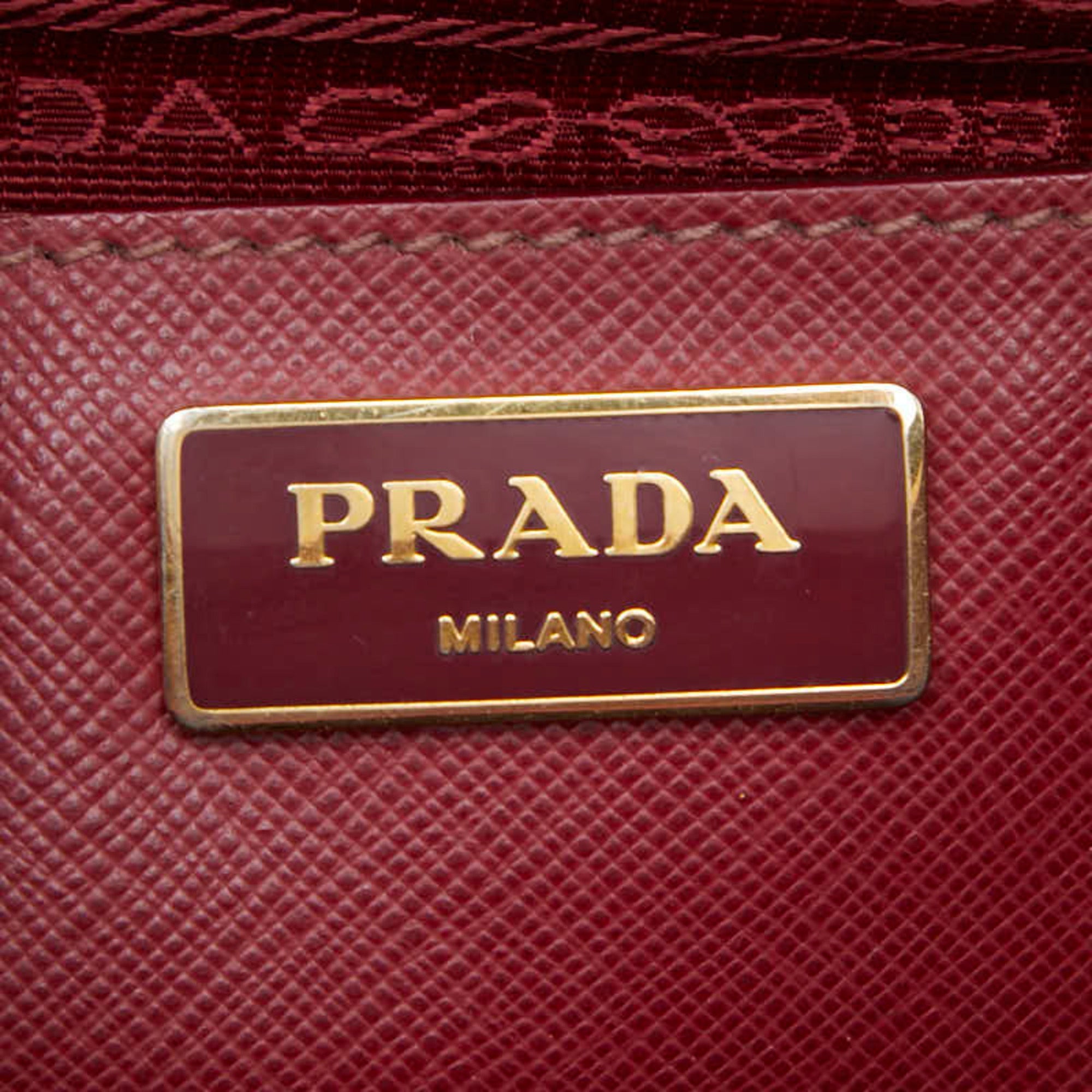 Prada Bordeaux Red Color Wine Leather Handbag Shoulder Bag