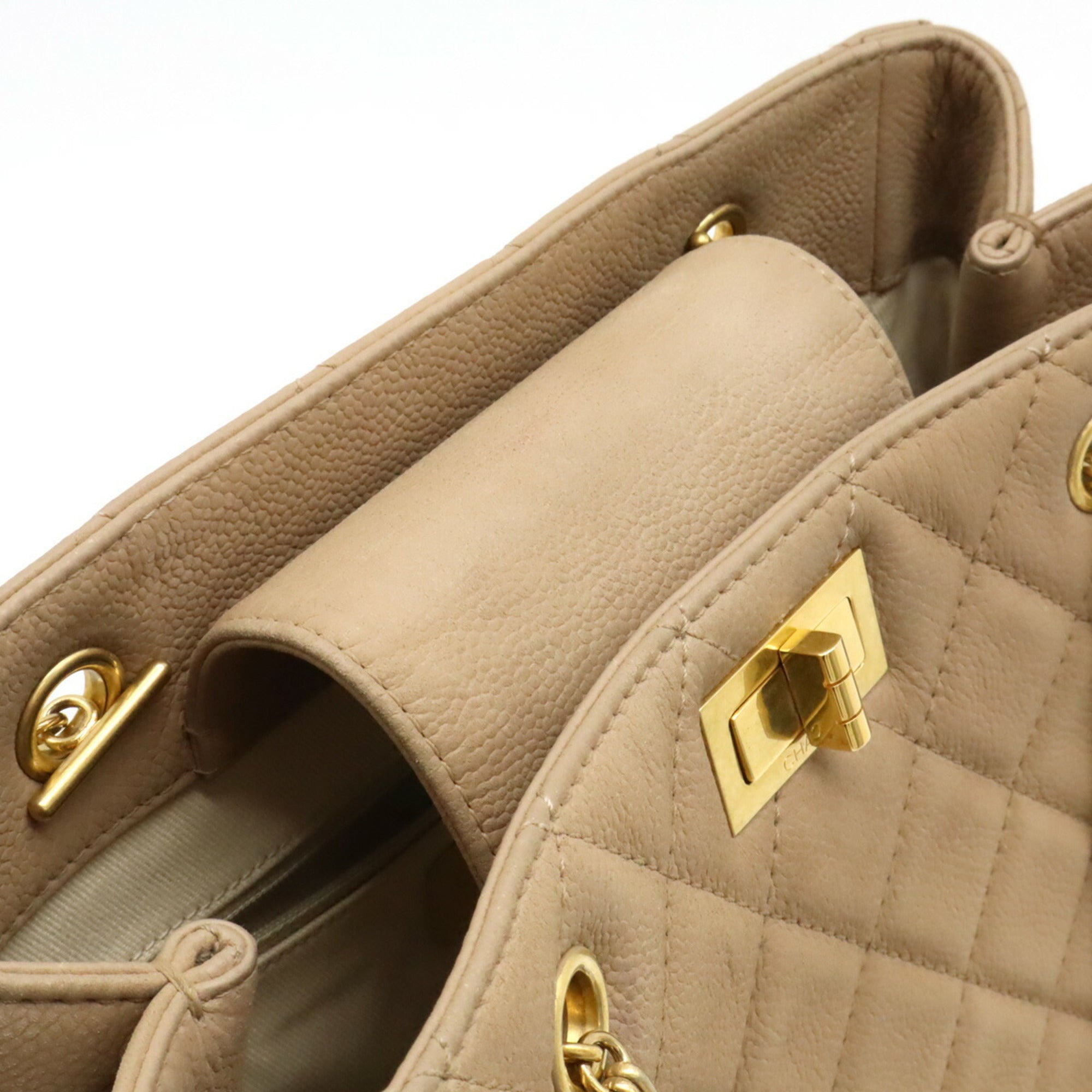 Chanel Beige Caviar Leather Shoulder Bag Tote Bag