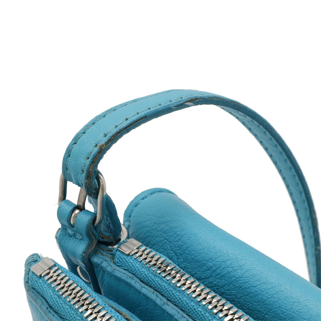 Balenciaga Paper Turquoise Leather Clutch Bag Pochette Shoulder