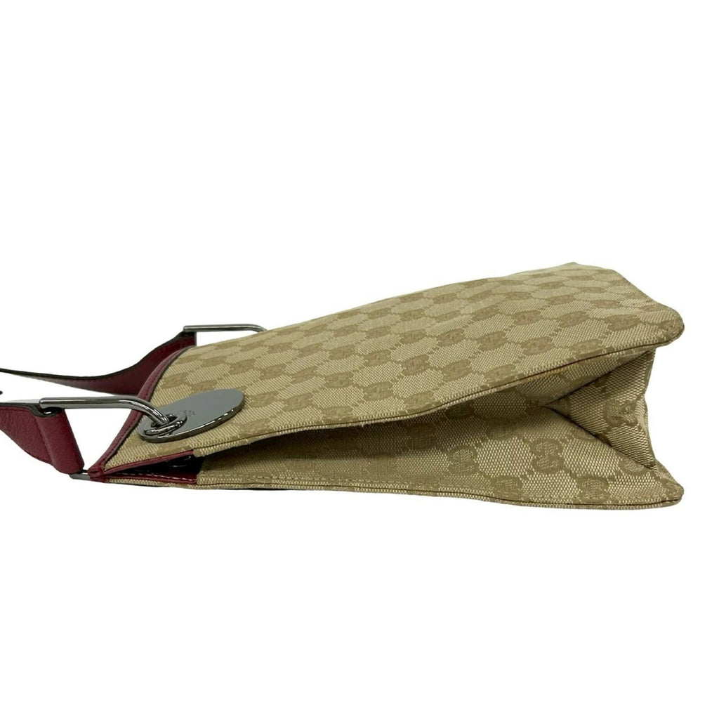 Gucci Beige Bordeaux Canvas Leather Pochette Shoulder Bag (Pre-Owned)
