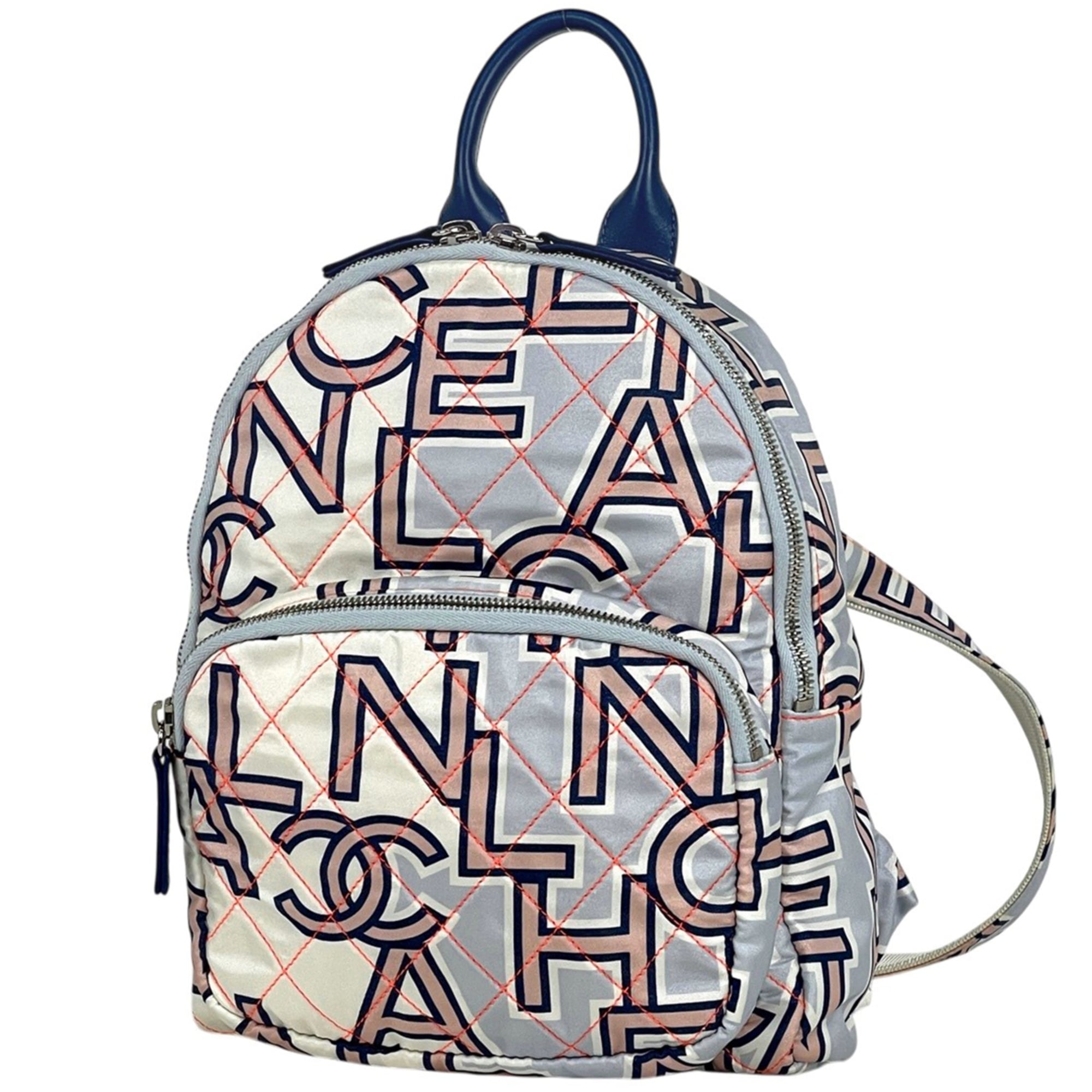 Chanel Matelasse Blue Nylon Leather Backpack