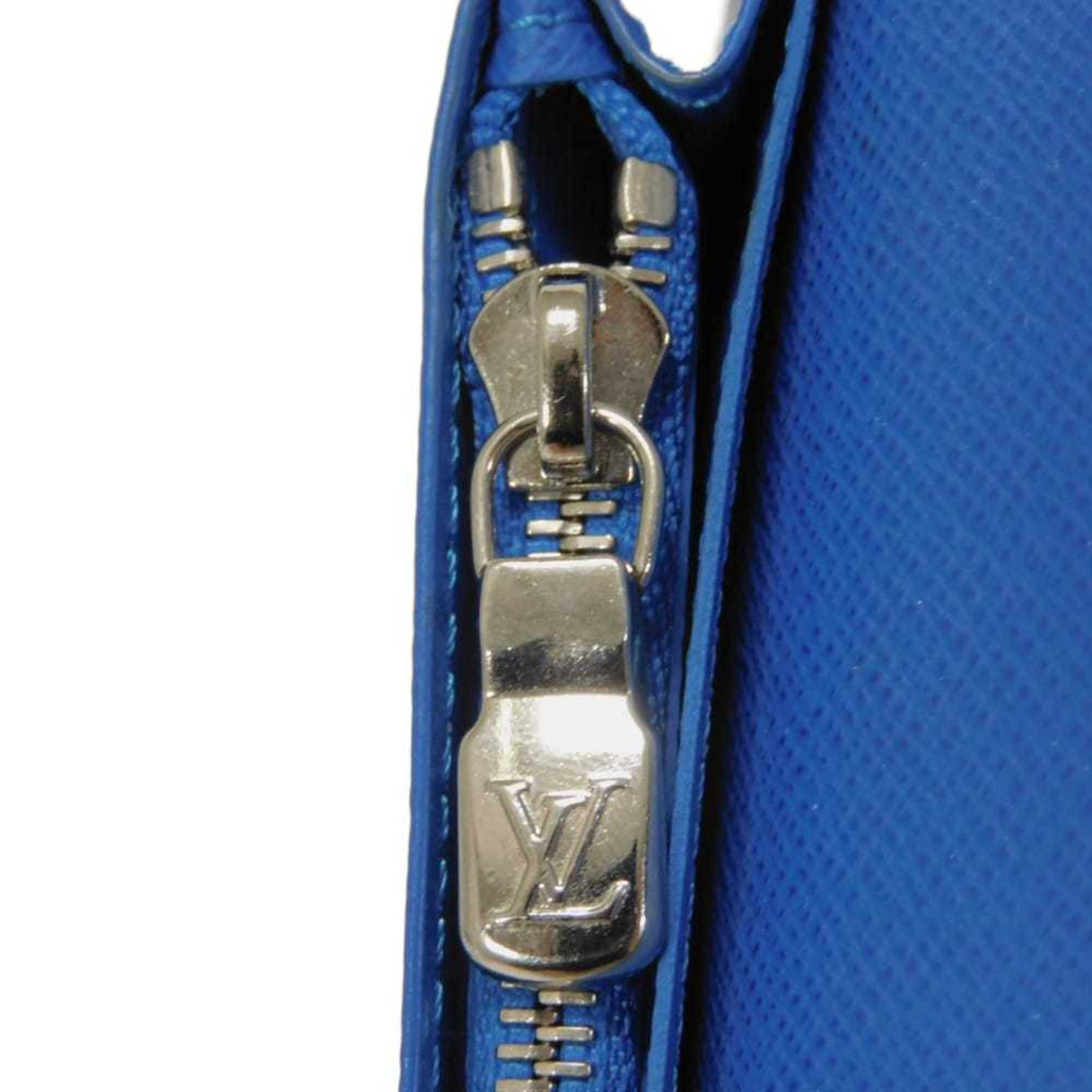 Louis Vuitton Black Blue Noir Taiga Leather Long Wallet