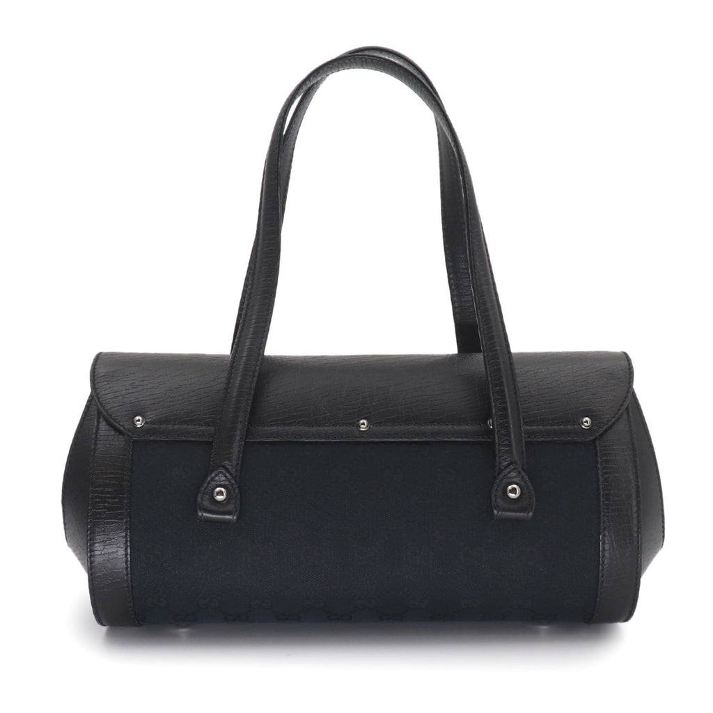 Gucci Black Gg Canvas Leather Handbag (Pre-Owned)