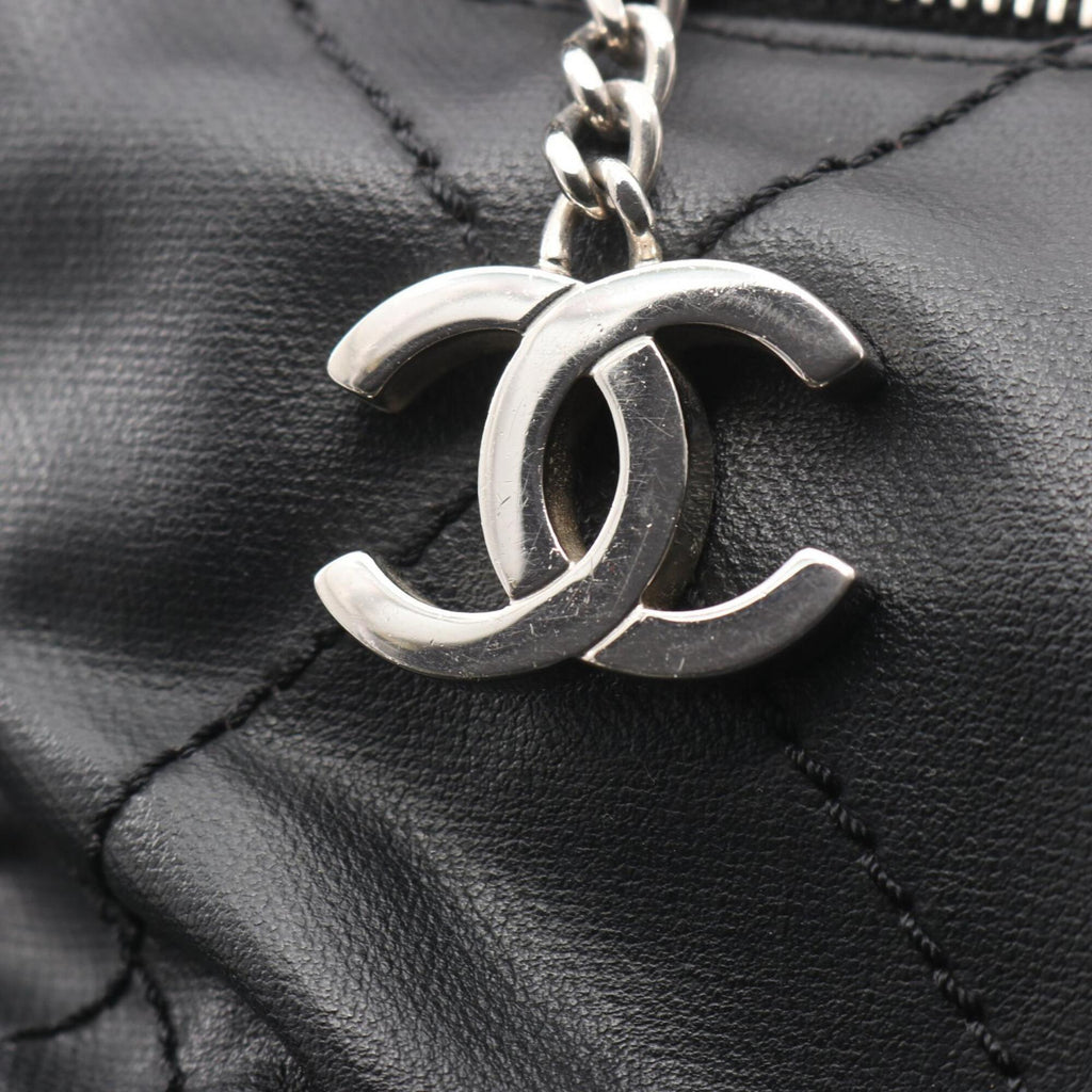 Chanel Black Coated Canvas Leather Handbag Tote Bag