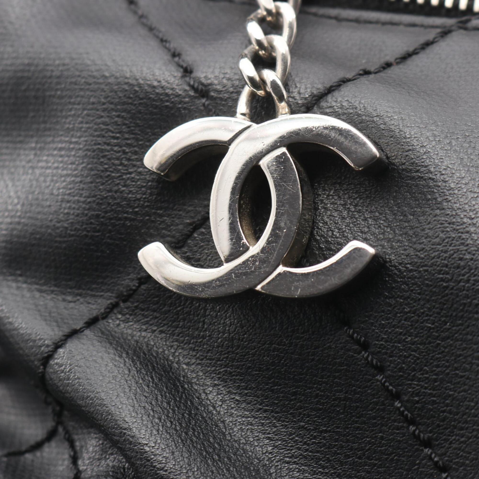 Chanel Black Coated Canvas Leather Handbag Tote Bag
