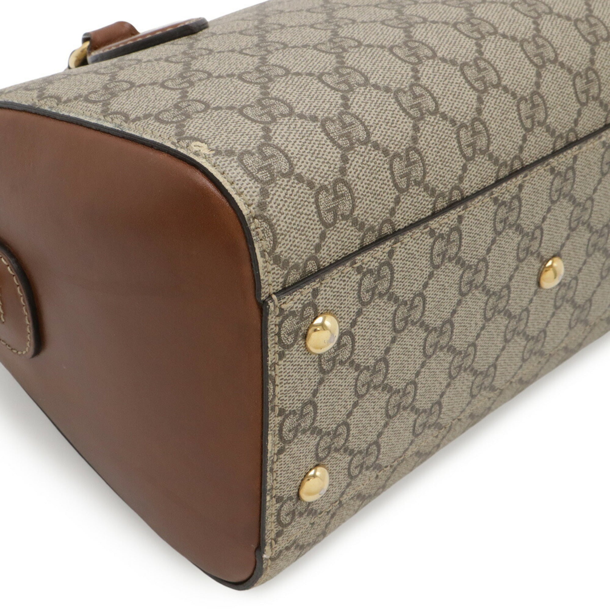 Gucci Beige Brown Gg Supreme Canvas Pvc Coated Canvas Leather Handbag Shoulder Bag (Pre-Owned)