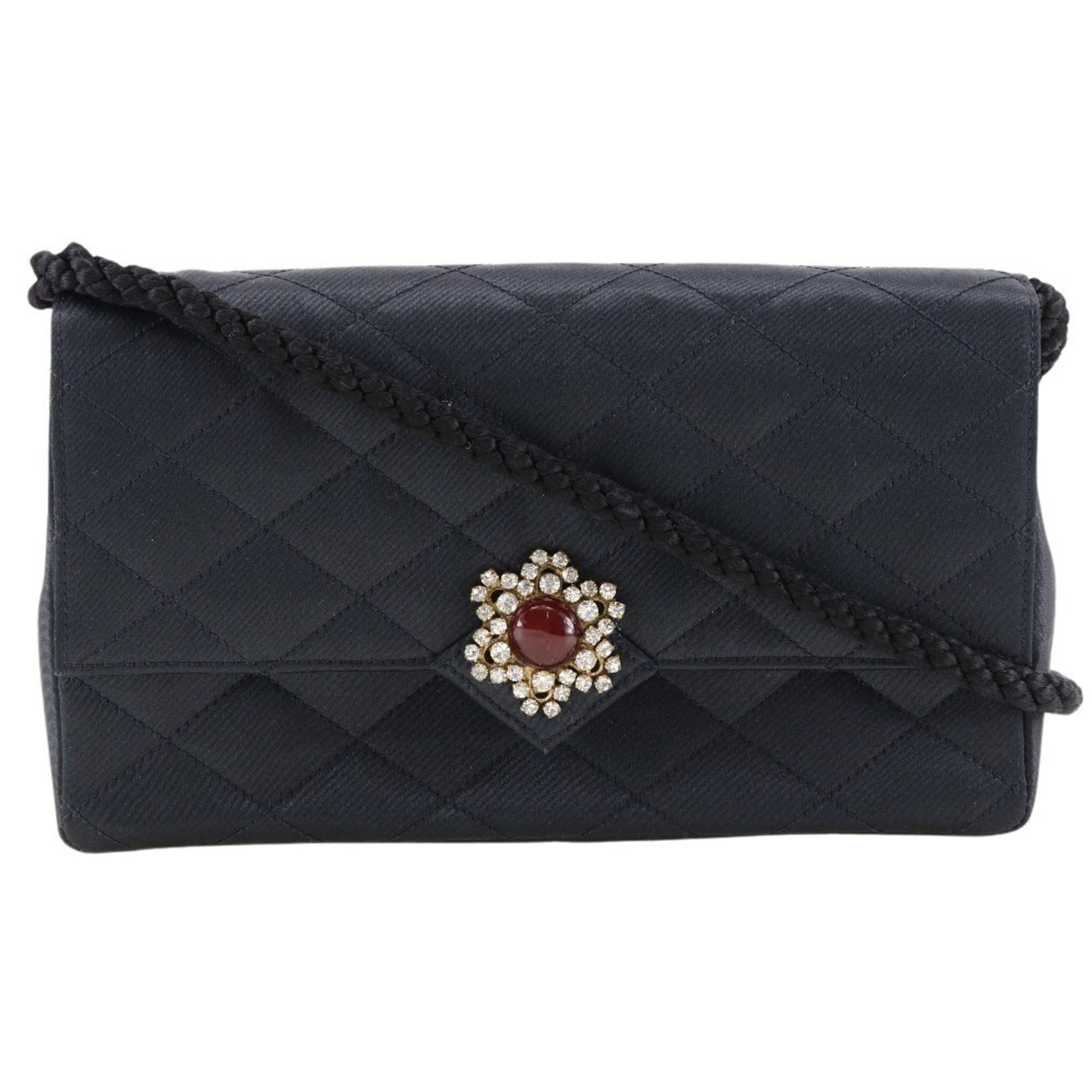 Chanel Black Satin Shoulder Bag